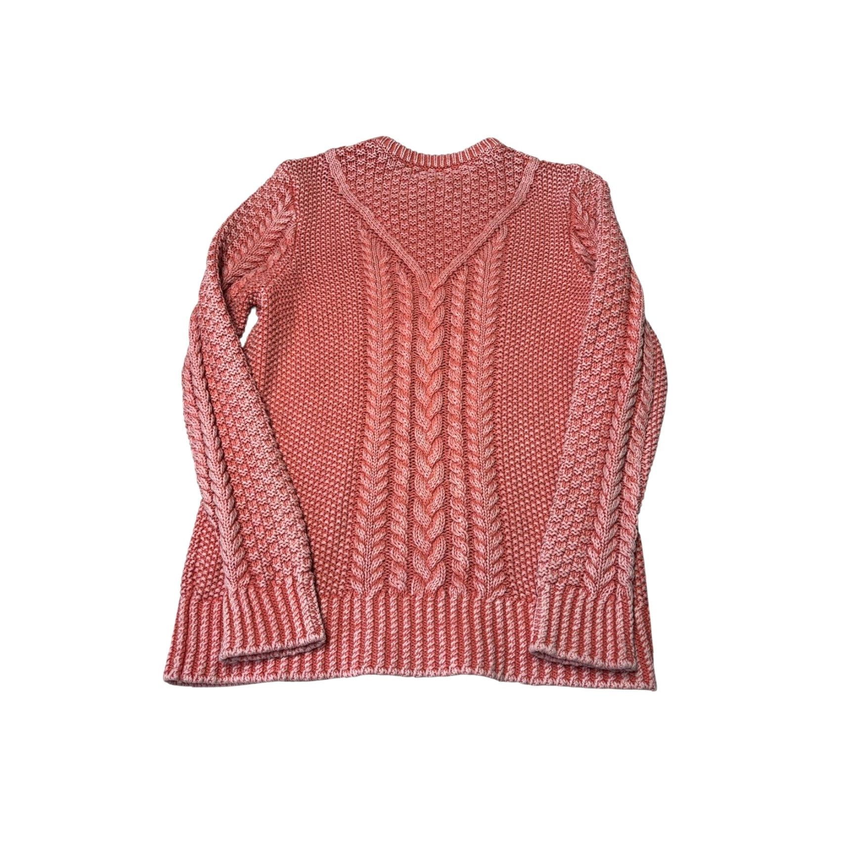 Vintage LL Bean Signature Womens Coral Pink Cable Knit Cotton Sweater Crew Neck Medium Womens Pullover Knit 100% Cotton Heavyweight Casual Fall Winter Spring Size M / US 6-8 / IT 42-44 - 5 Thumbnail