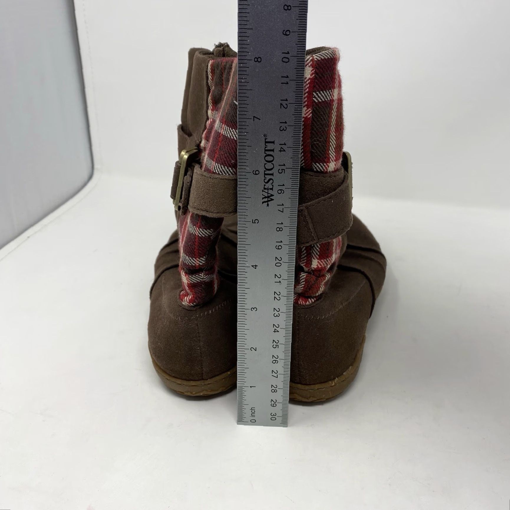 Patagonia Patagonia Boots Womens Mid-Calf Brown Plaid Buckle Side Zip Leather Lining Leather Insole Flat Heel 7.5 US Size US 8 / IT 38 - 4 Thumbnail