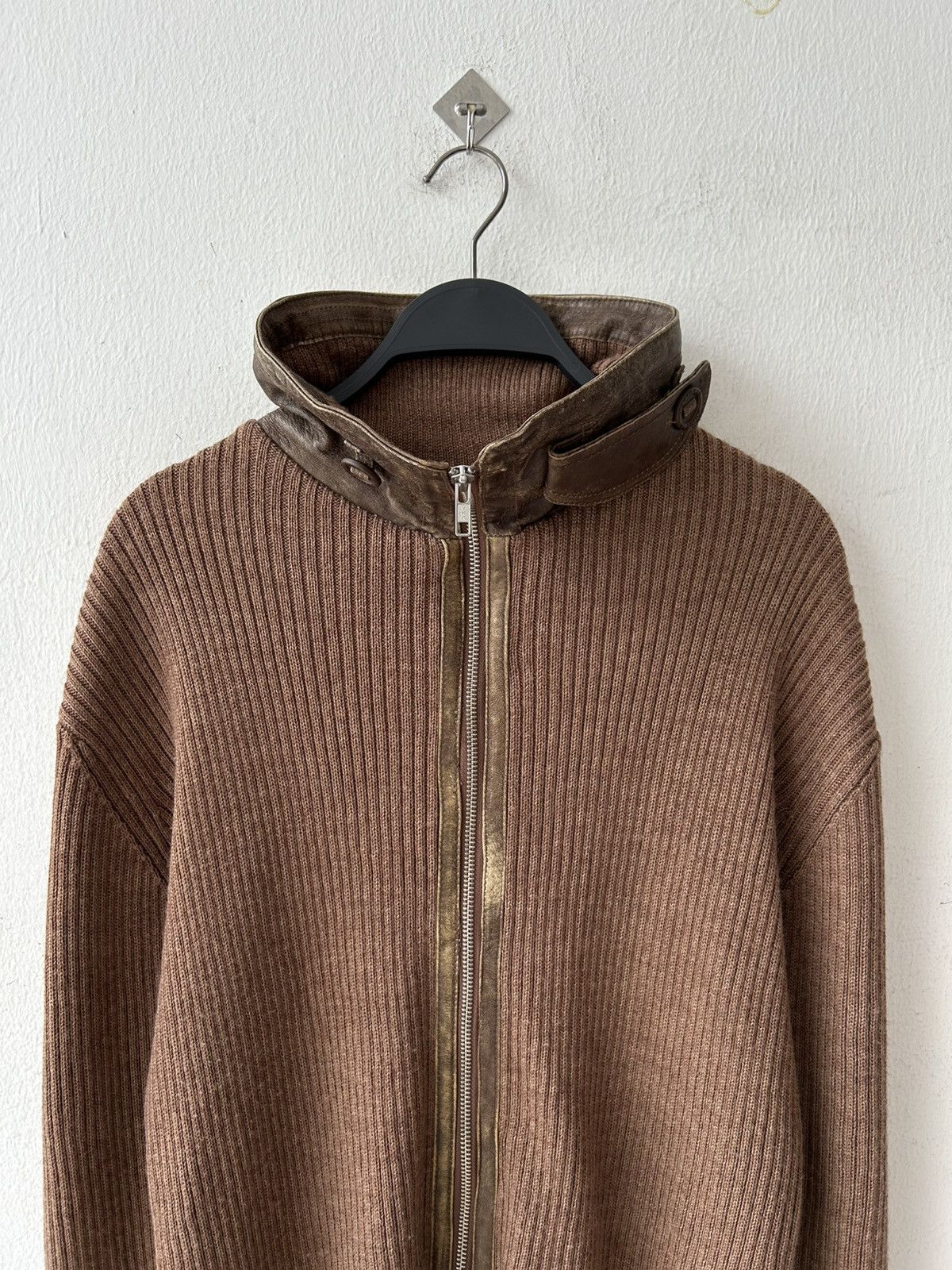 Avirex Avirex Knit Brown Leather Zipper Size US L / EU 52-54 / 3 - 4 Thumbnail