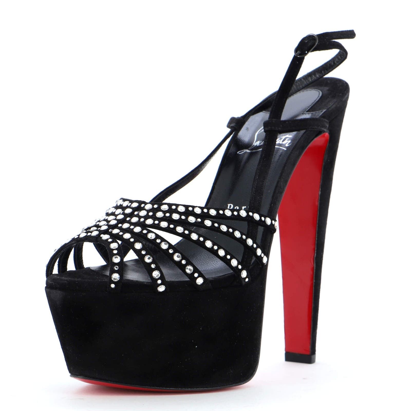 image of Christian Louboutin Women's Vegastrassima Alta Paltform Sandals Suede None in Black (Size 9)
