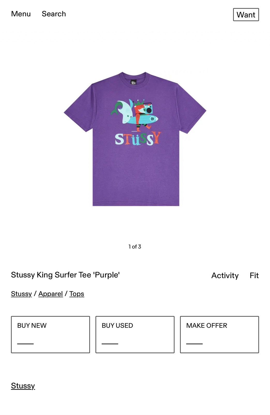 Stussy Stussy x King Surfer 'Purple' T-Shirt Size US L / EU 52-54 / 3 - 10 Thumbnail