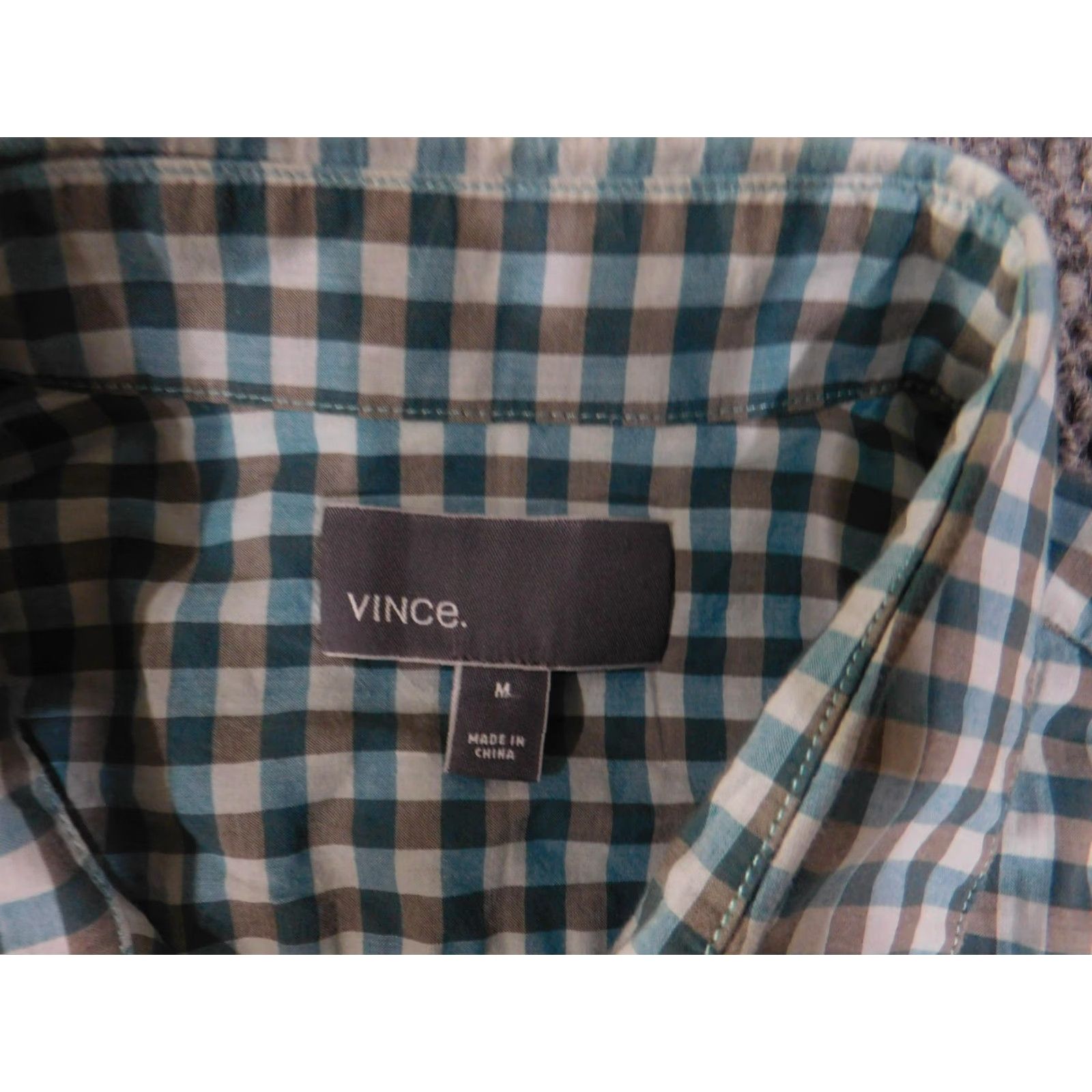 Vince Vince Shirt Mens Medium Blue Check Button-Up Long Sleeve Cotton Collared Casual Size US M / EU 48-50 / 2 - 6 Thumbnail