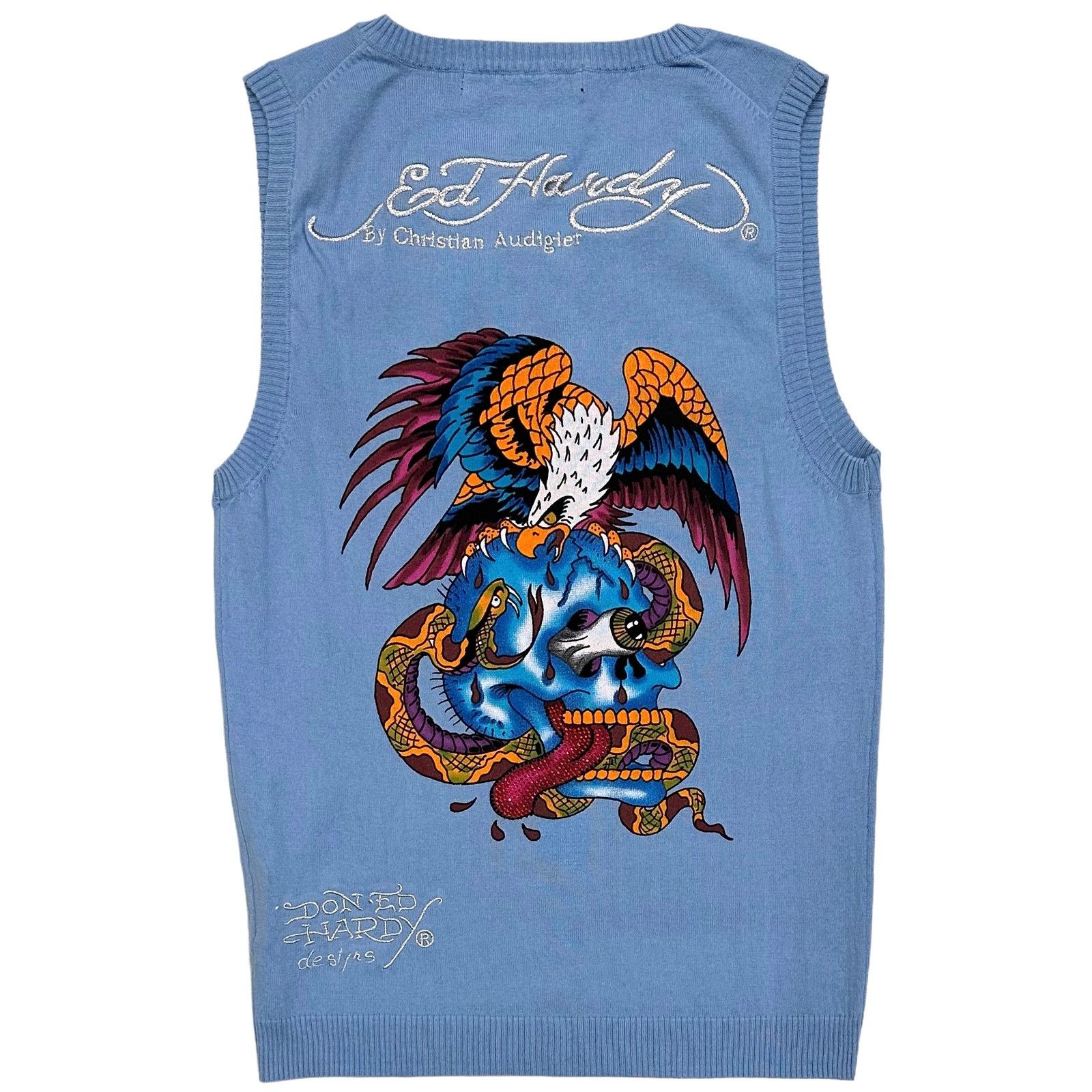 Ed Hardy Ed Hardy by Christian Audigier V-Neck Sweater Vest in Cadet Size US M / EU 48-50 / 2 - 2 Thumbnail