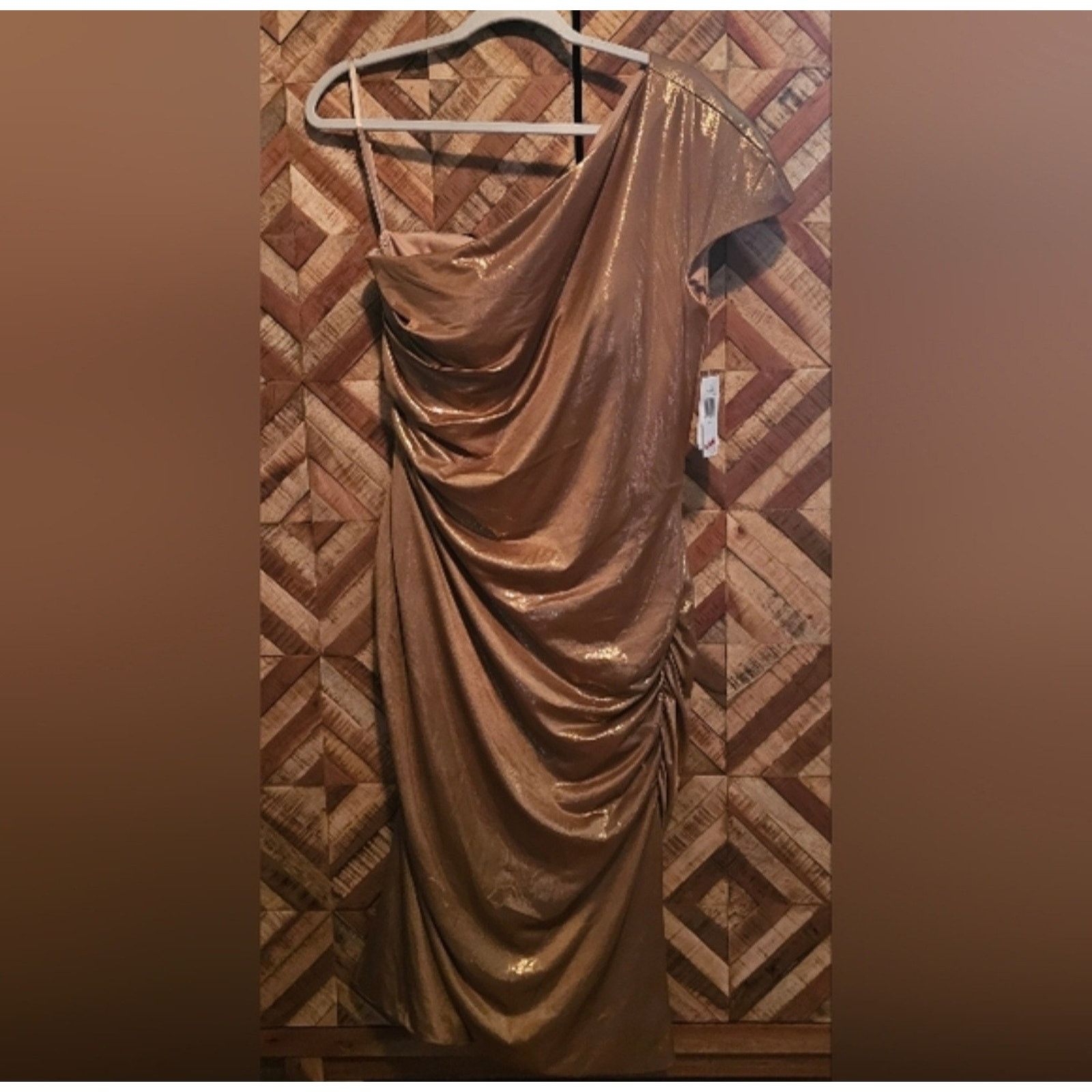 Other RENE Rene Ruiz Collection One Shoulder Shimmering Ruched Met Size XL / US 12-14 / IT 48-50 - 4 Thumbnail