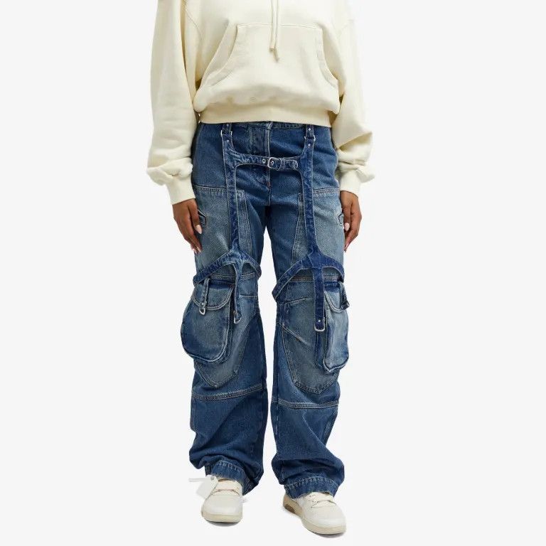 Off-White o1s22i1n0824 Cargo Harness Jeans in Blue Size 27" / US 4 / IT 40 - 2 Thumbnail