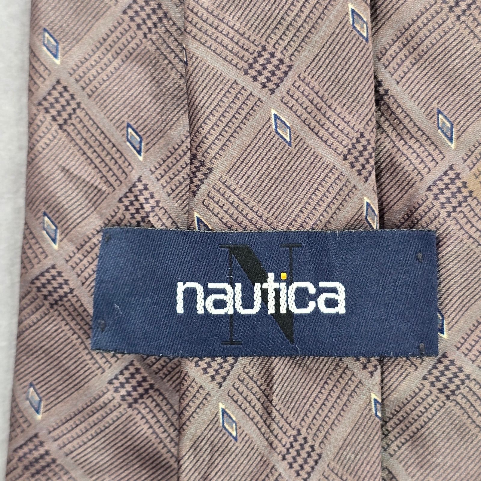 Nautica Nautica Brown Purple Blue Plaid Diamond 100% Silk Neck Tie Size 30 - 4 Thumbnail