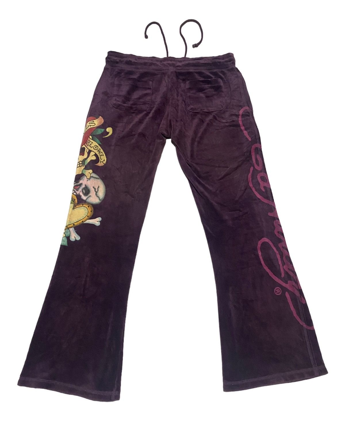 Ed Hardy × Velvet 00’s Velvet Ed Hardy Diamenté Full Velour Sweatpant Size US 31 - 3 Thumbnail