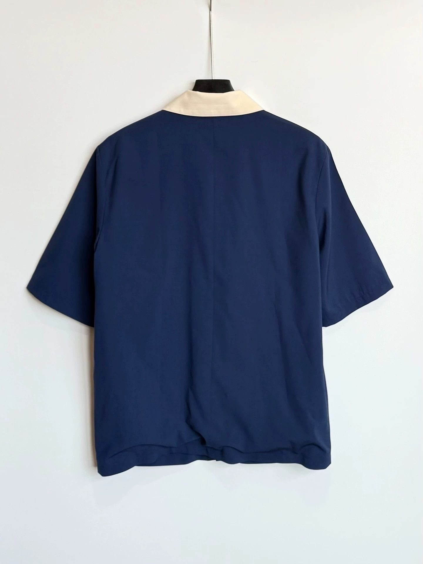 Prada PRADA Colorblock Wool Short Sleeve Shirt Jacket Navy/Cream Size US M / EU 48-50 / 2 - 4 Thumbnail