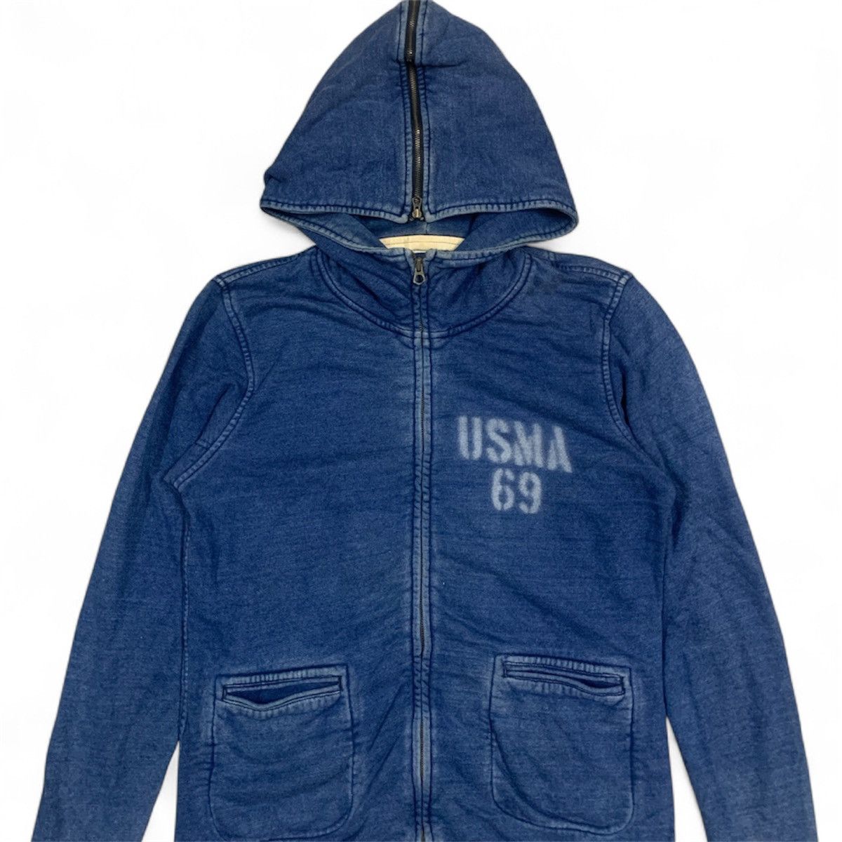 Japanese Brand Houston Japan USMA 69 Stencil Indigo Zip Up Hoodie Size US M / EU 48-50 / 2 - 2 Thumbnail