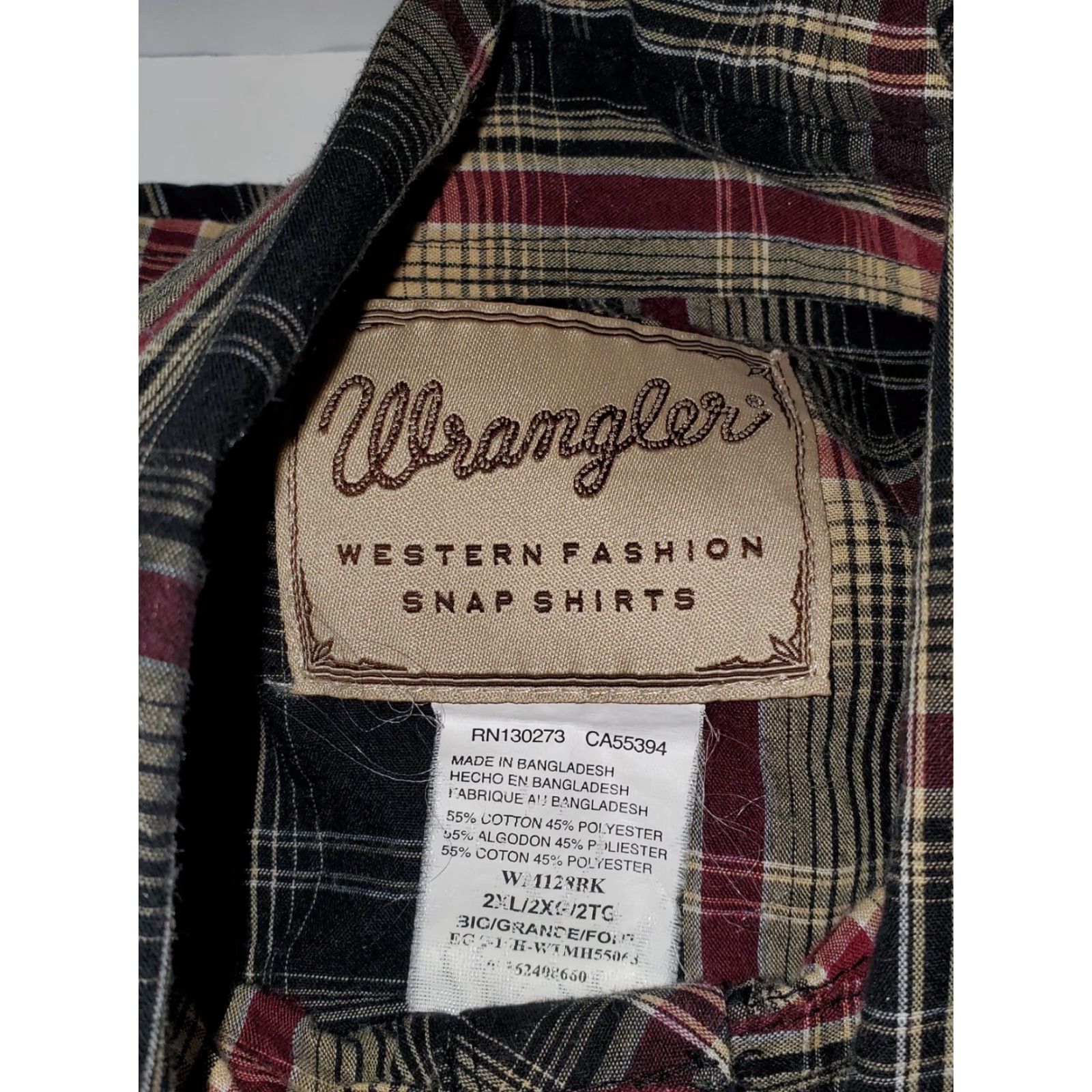 Wrangler Wrangler Plaid Pearl Snap Western Style Long Sleeve Shirt Mens 2XL Classic Look Size US XXL / EU 58 / 5 - 4 Thumbnail