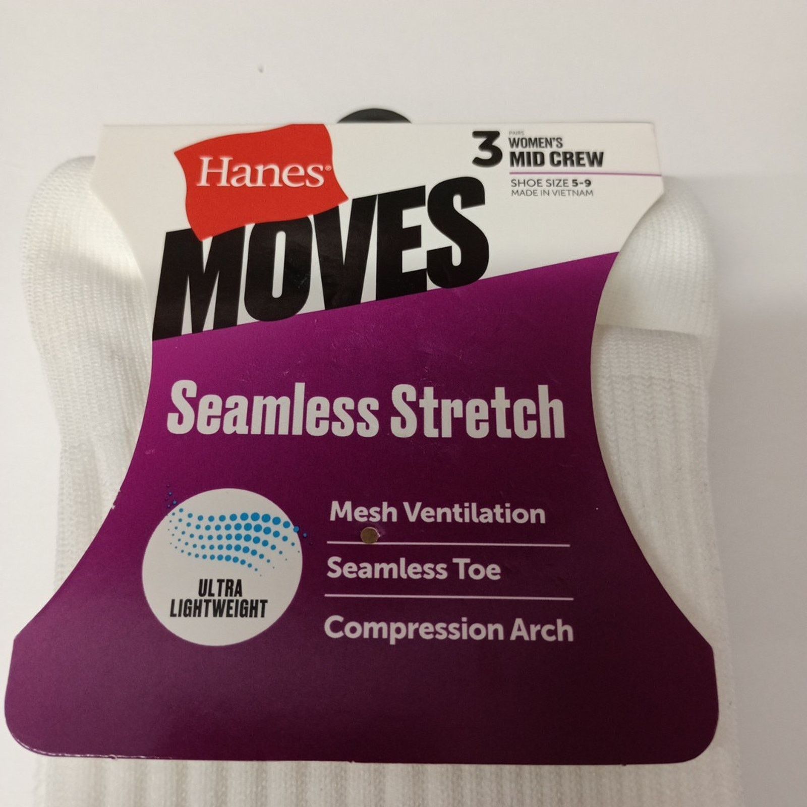 Hanes Hanes Moves Mid Crew Socks 6 Pairs Women's Size 5-9 White Size ONE SIZE - 2 Thumbnail