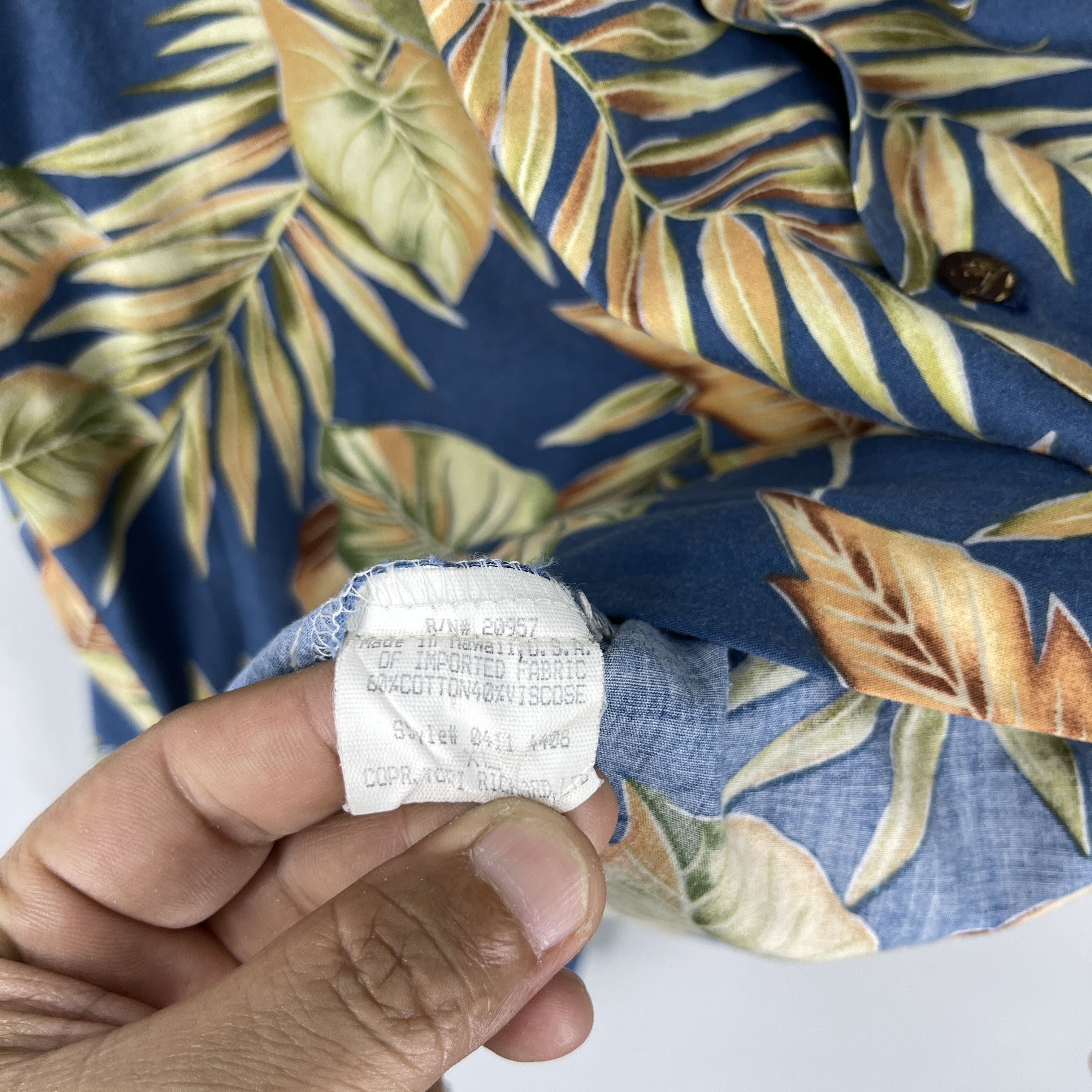 Tori Richard PAU HANA Hawaii Floral Leaves Motive Button Up Shirt Size US XL / EU 56 / 4 - 7 Thumbnail