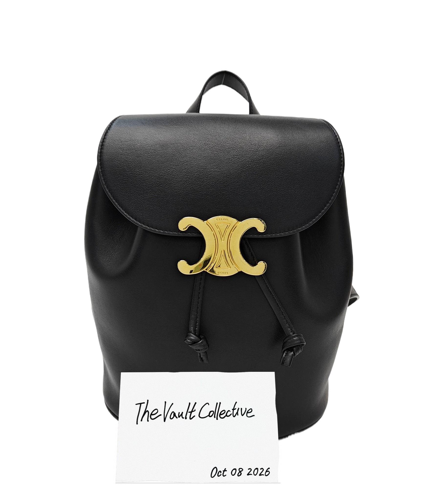 Celine CELINE BONNIE black cowhide leather Triomphe backpack handbag gold hardware Size ONE SIZE - 1 Thumbnail