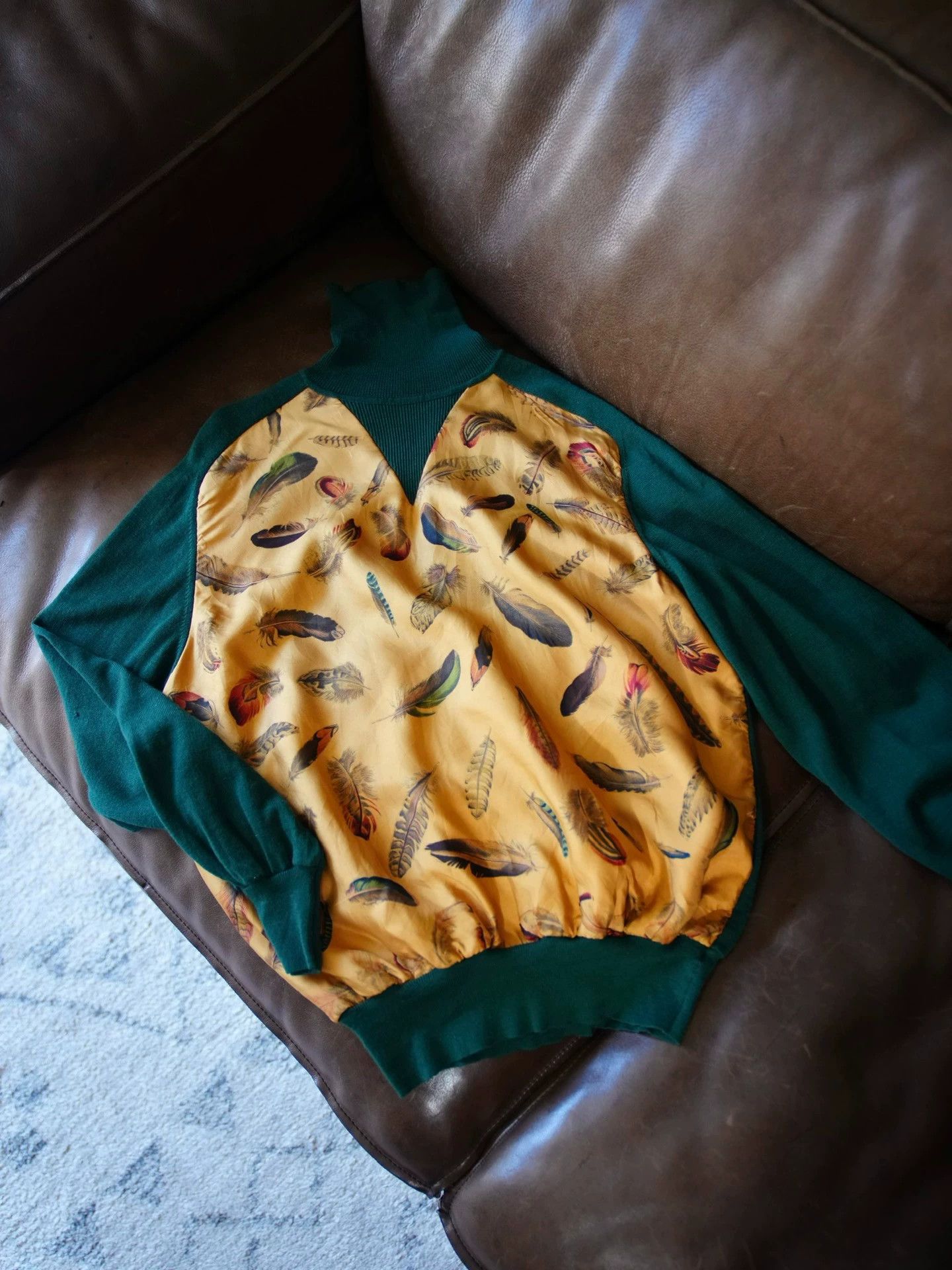 Hermes Hermes Plumes Silk Printed Sweater Emerald & Ginger Size M / US 6-8 / IT 42-44 - 2 Thumbnail
