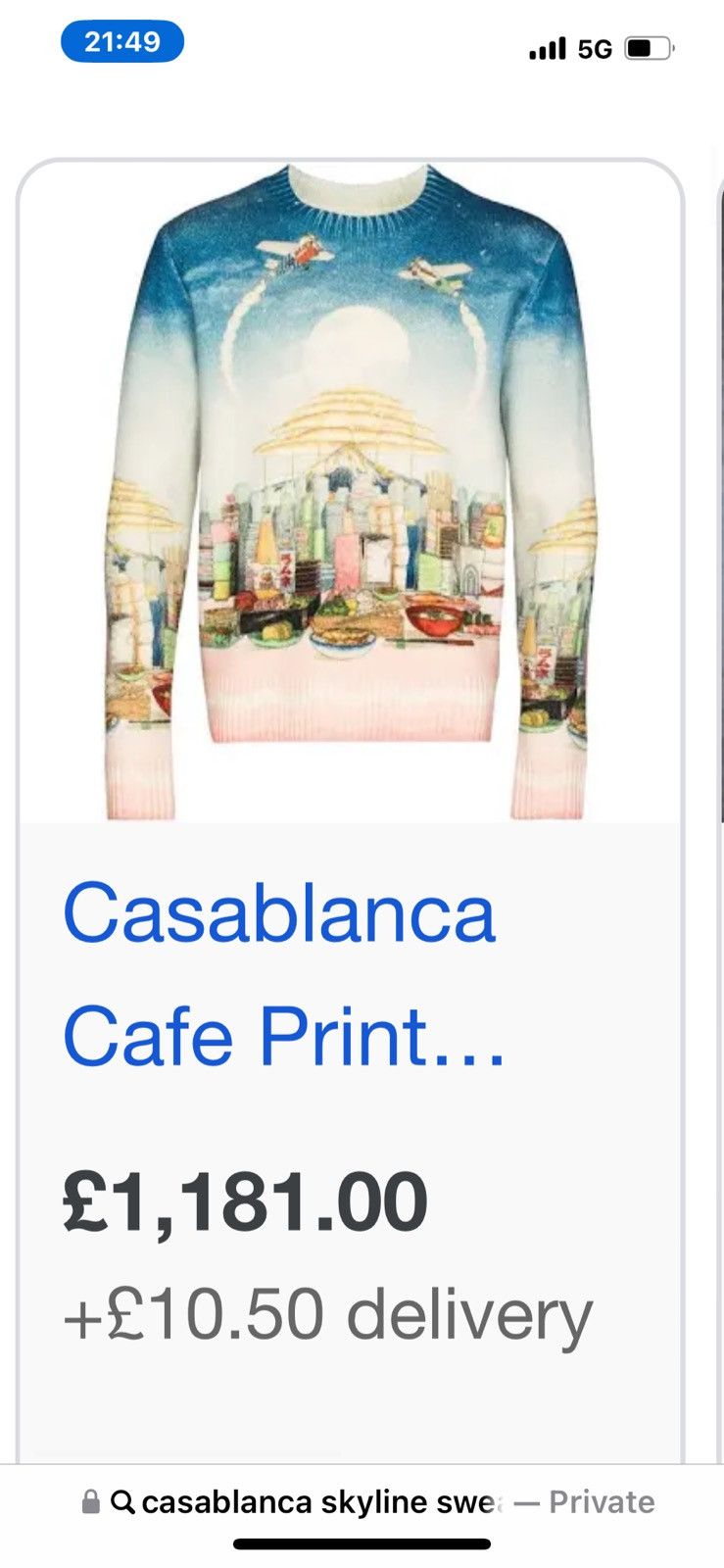 Casablanca Casablanca skyline cafe print Merino Wool Crewneck Sweater Size US XL / EU 56 / 4 - 6 Thumbnail
