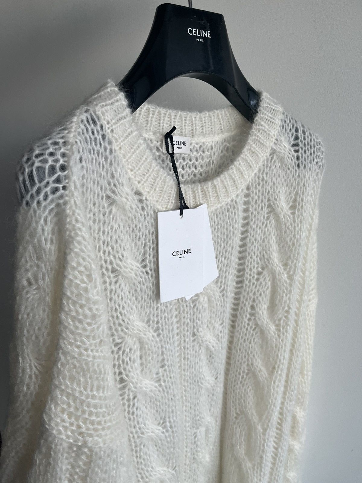 Celine × Hedi Slimane Brand New Super Runway Celine by Hedi Boxy Aran Sweater Size US XXL / EU 58 / 5 - 18 Thumbnail