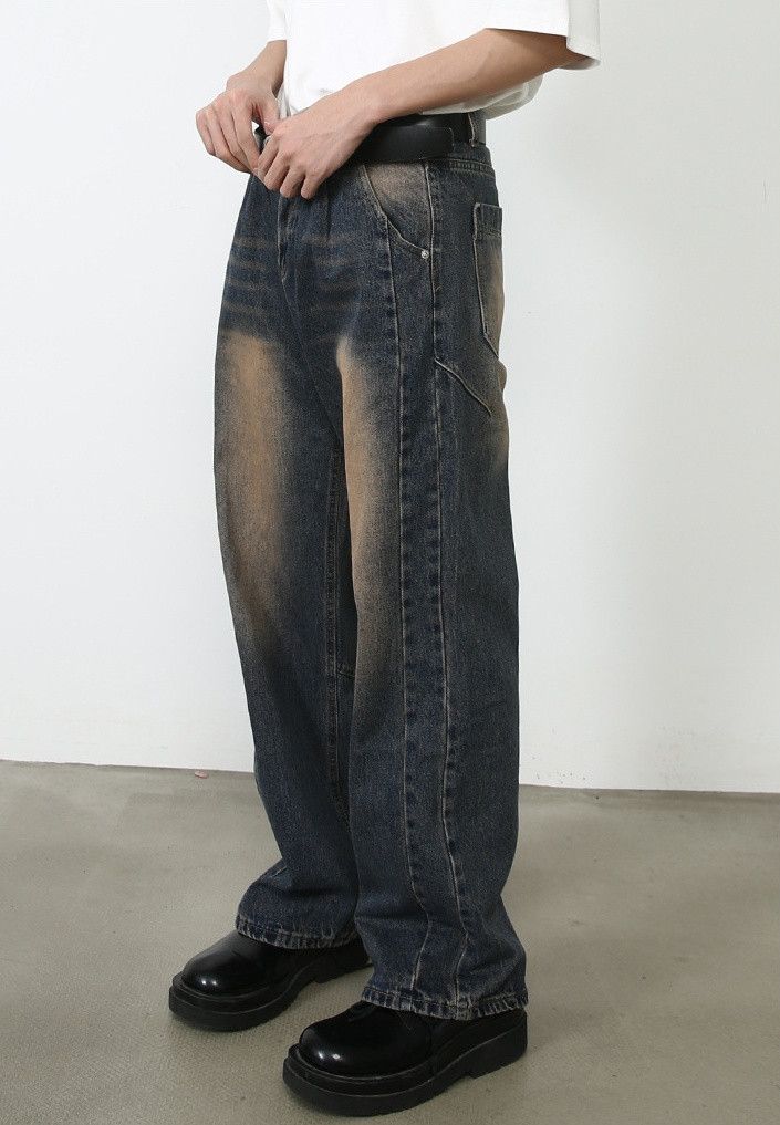 Japanese Brand × Jean Loose wide-leg washed distressed jeans Size US 32 / EU 48 - 3 Thumbnail