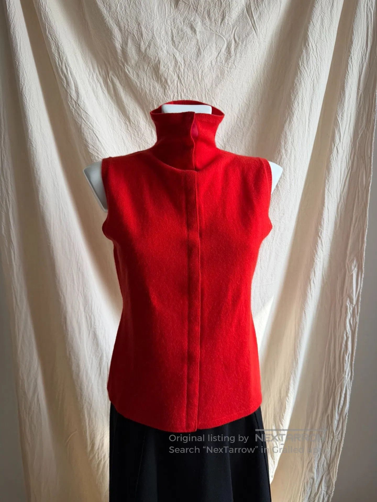 Hiroko Koshino Homme HIROKOBIS Red Wool Knit Turtleneck Vest. Size M / US 6-8 / IT 42-44 - 4 Thumbnail