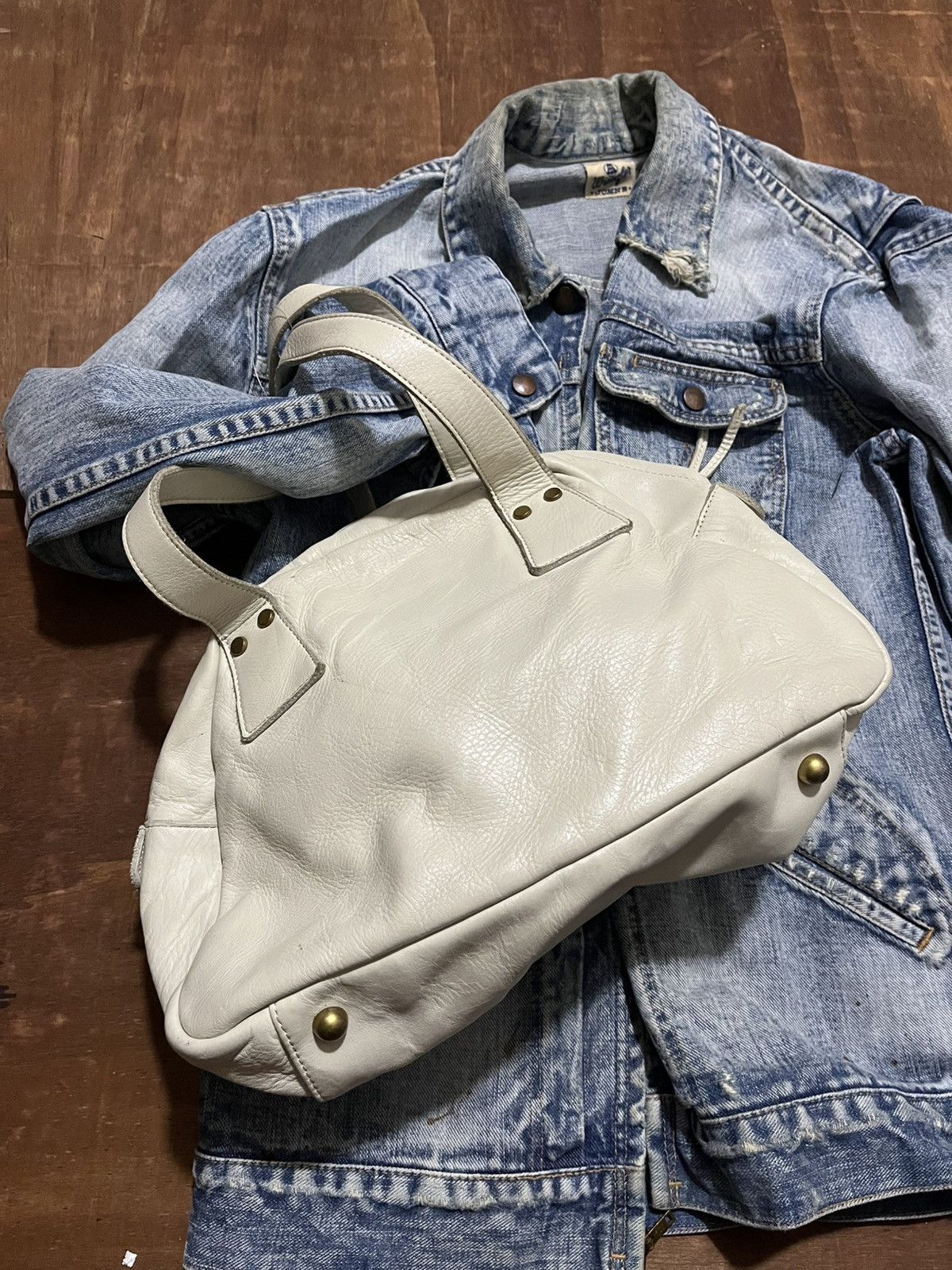 Japanese Brand Full Leather Vintage selvedge shoulder patina big key bag Size ONE SIZE - 4 Thumbnail