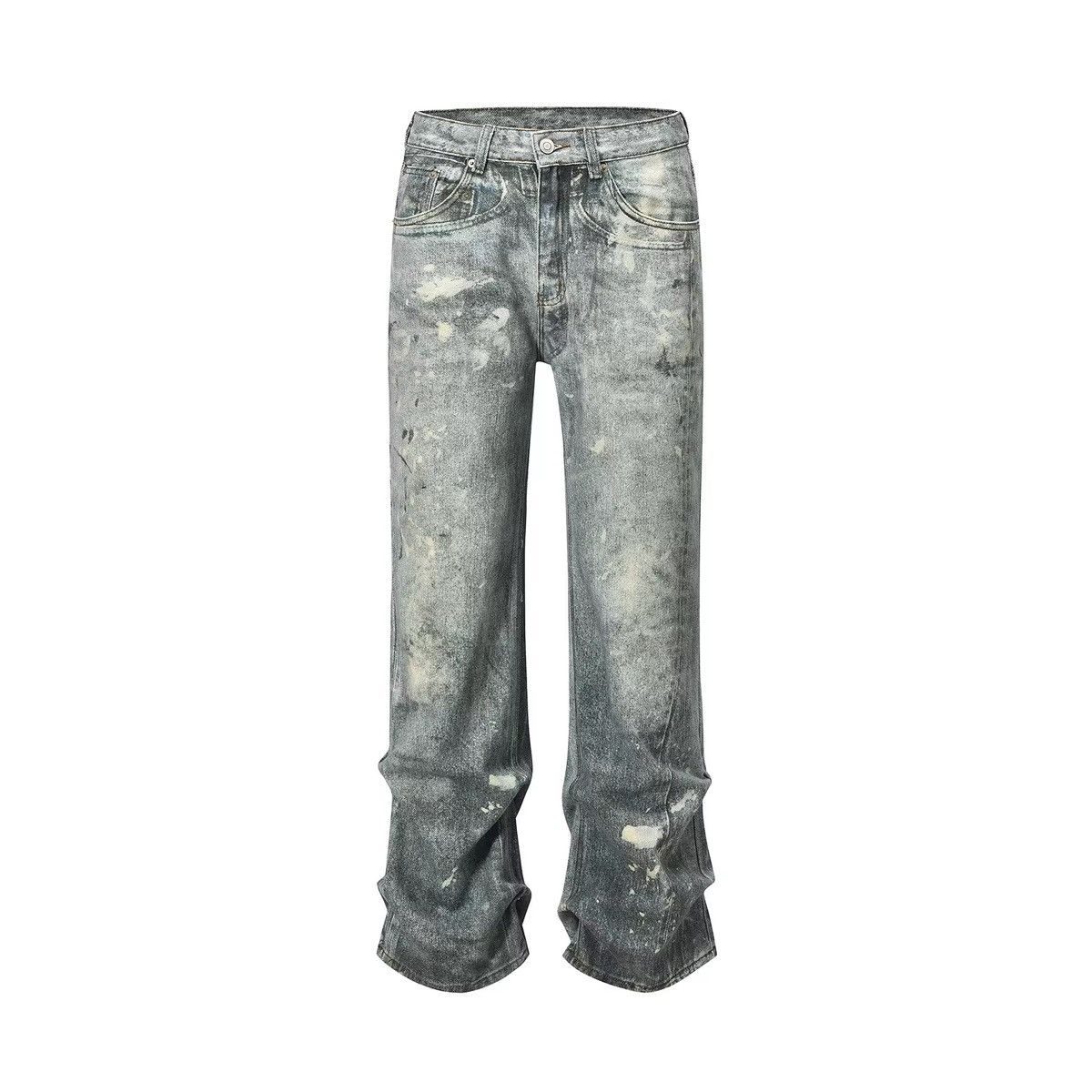 Streetwear Retro Washed Hole Blue Baggy Jeans