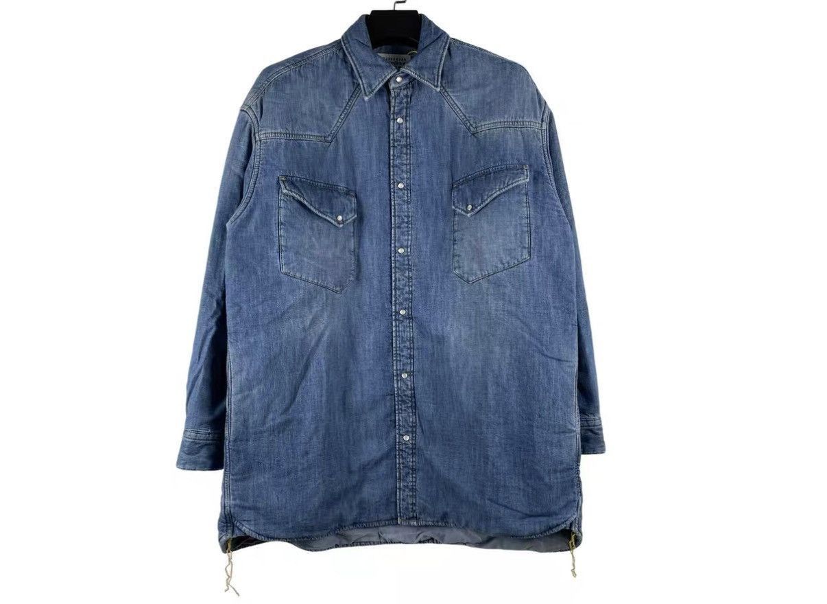 Maison Margiela Blue Denim Long Sleeve Button-Up Shirt Size US M / EU 48-50 / 2 - 1 Thumbnail