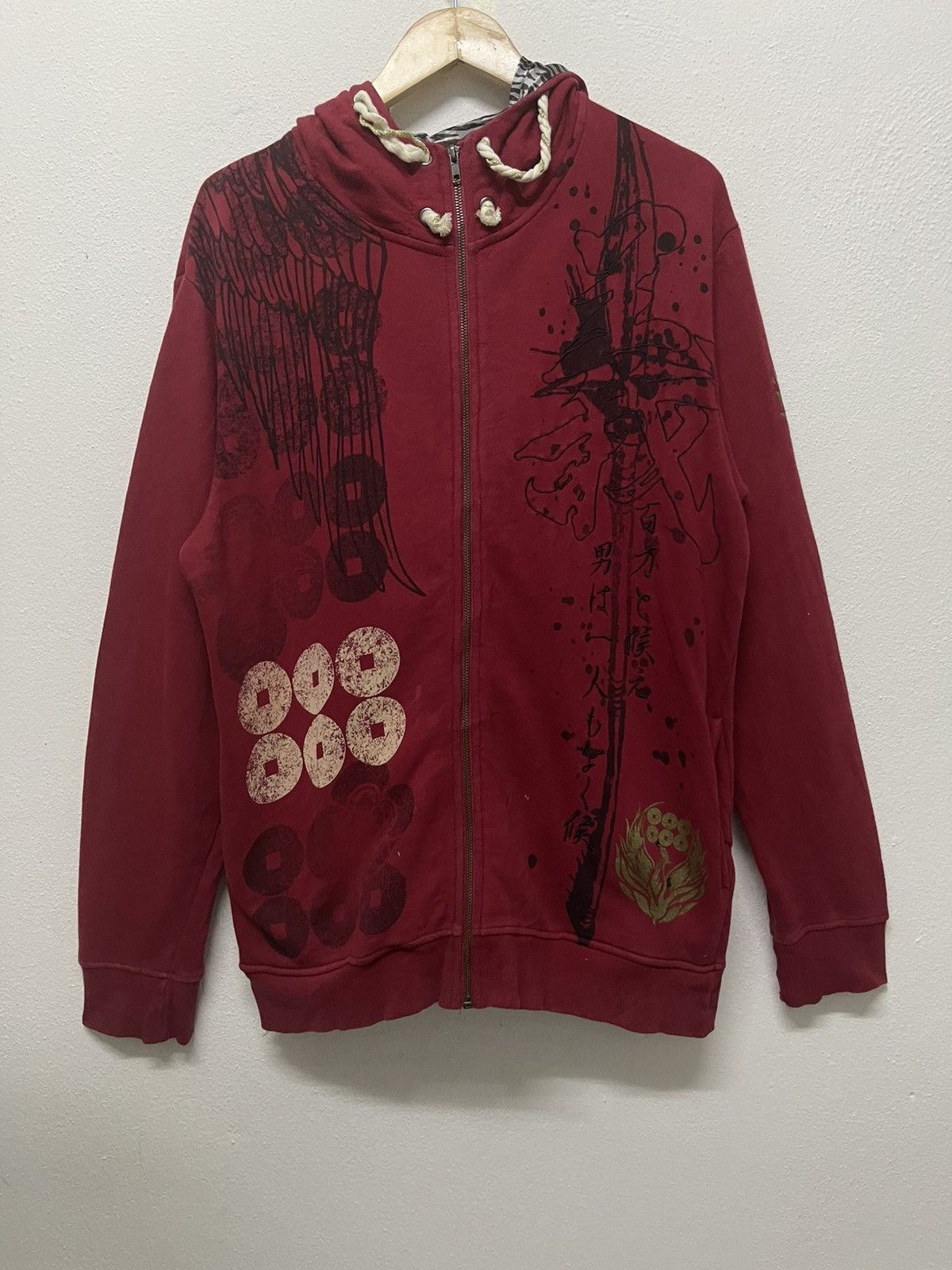 Karakuri Tamashii 2000s SENBU SUKAJAN DESIGN FULL PRINT ZIPPER HOODIE Size US L / EU 52-54 / 3 - 2 Thumbnail