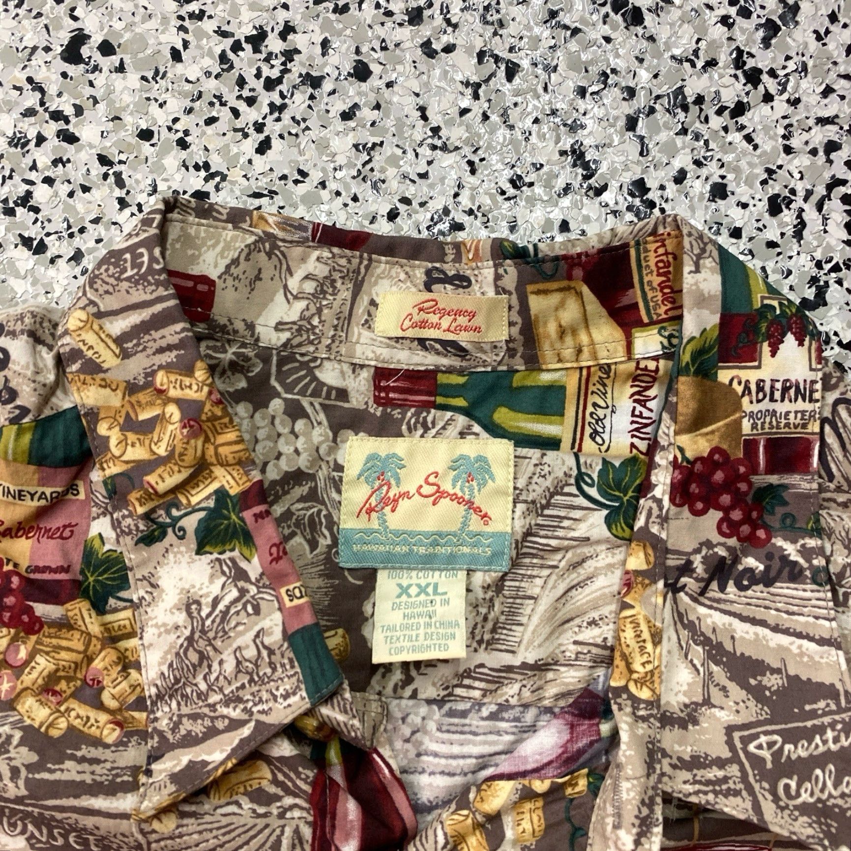 Reyn Spooner Reyn Spooner Hawaiian Shirt 2XL Mens Grey Rayon Wine Print Aloha Vineyard Size US XXL / EU 58 / 5 - 2 Thumbnail
