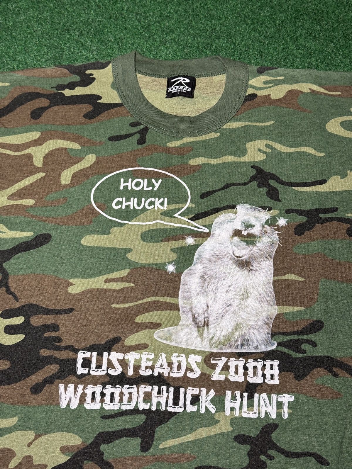 Vintage Woodchuck Hunt Vintage Camo Funny Graphic T Shirt Size US L / EU 52-54 / 3 - 2 Thumbnail