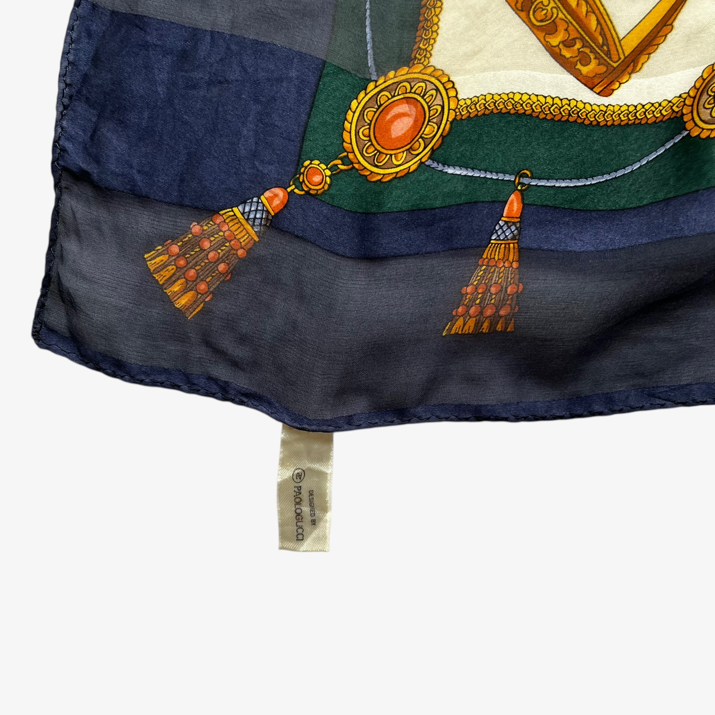 Paolo Gucci Vintage 80s Paolo Gucci Equestrian Horsebit Print Silk Scarf Size ONE SIZE - 3 Thumbnail