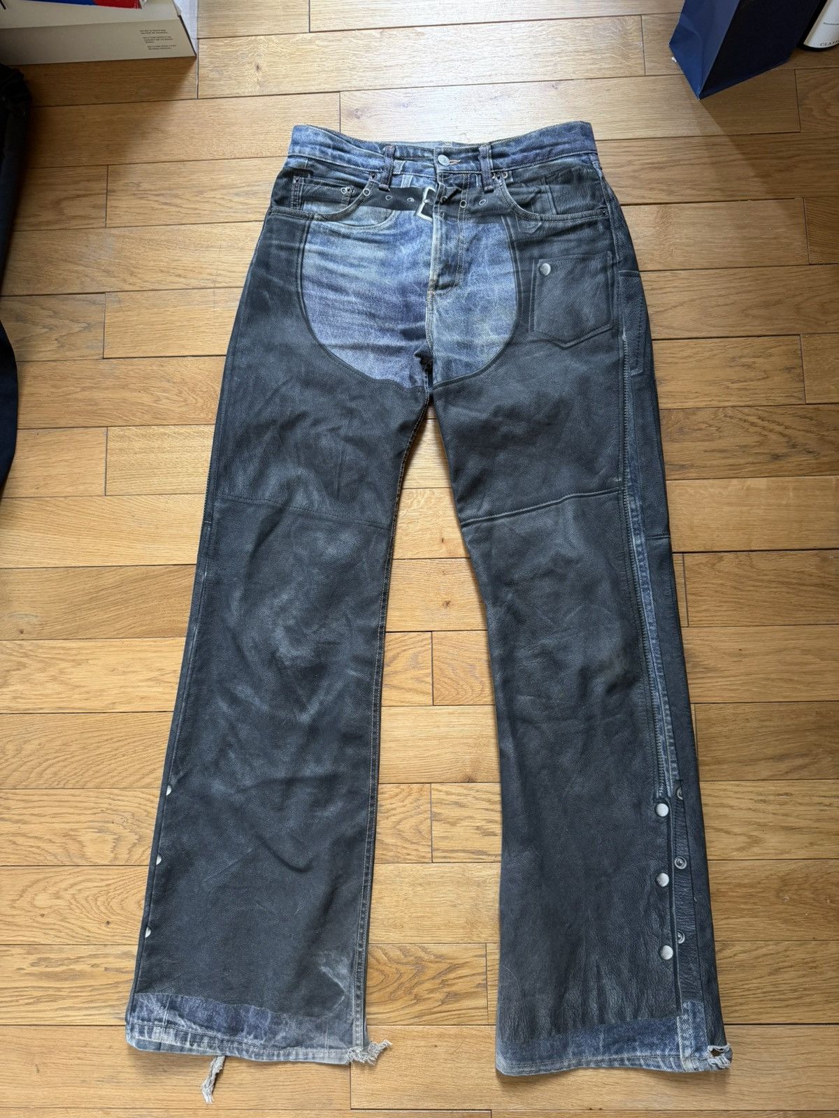 Acne Studios Acne Studios Trompe l'oeil Cowboy/Leather Jeans Size US 30 / EU 46 - 1 Thumbnail