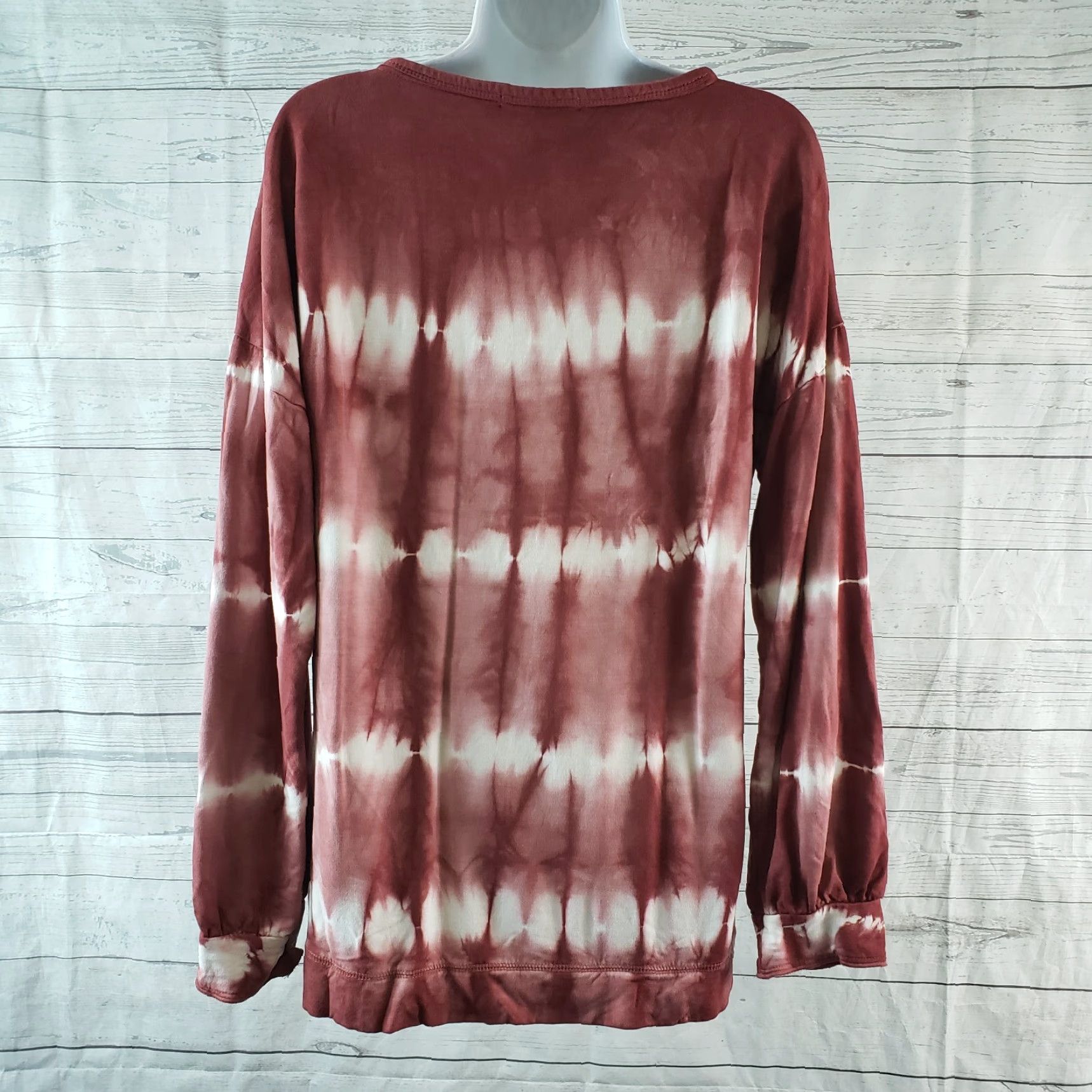 Vintage Knox Rose Womens Pullover Top Blouse Tie Dye Red White Long Sleeve Sz Medium Size M / US 6-8 / IT 42-44 - 4 Thumbnail