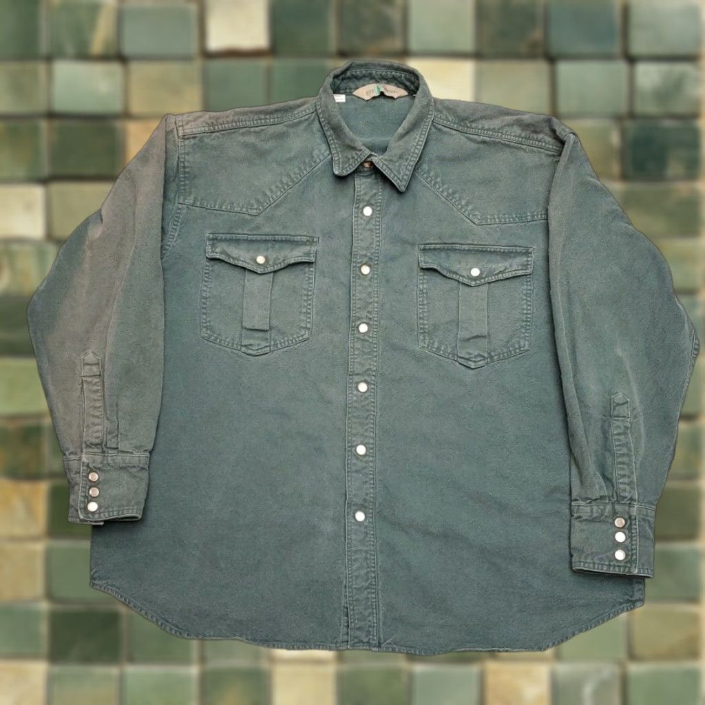 Vintage VINTAGE Pine Canyon Shirt Mens XL Green Chamois Flannel Pearlsnap Flap Pocket Western Button-Up Cotton Long Sleeve Collared Size US XL / EU 56 / 4 - 1 Thumbnail