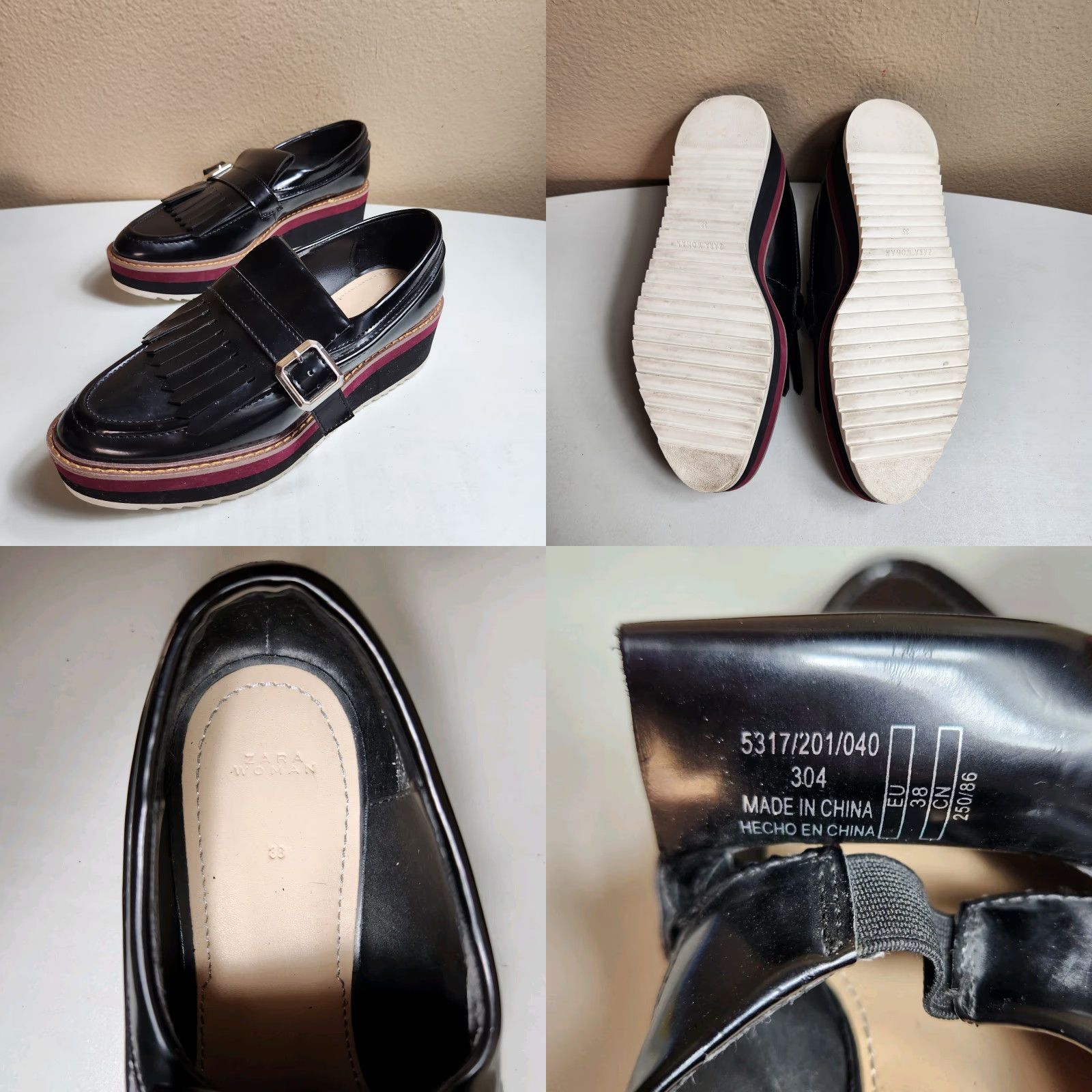 Zara Zara Woman |EU38/US7.5| Black Patent Leather Platform Kilt Chunky Loafers Loafer Women MVP platform loafers Size US 8 / IT 38 - 8 Thumbnail