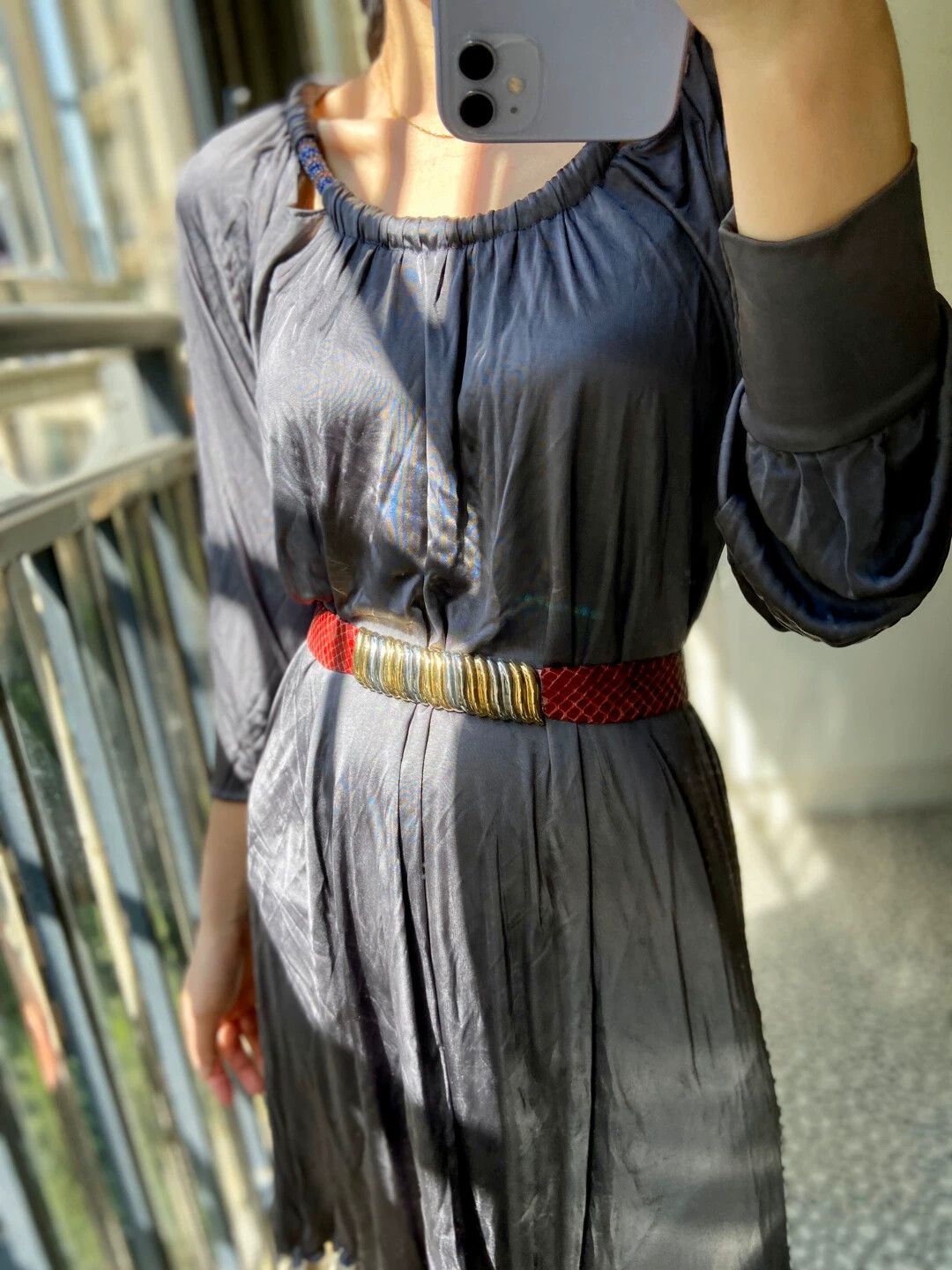 Jean Paul Gaultier JPG Dress Cutout Bead Neck Cuffed Sleeves Flow 5E Size XS / US 0-2 / IT 36-38 - 2 Thumbnail