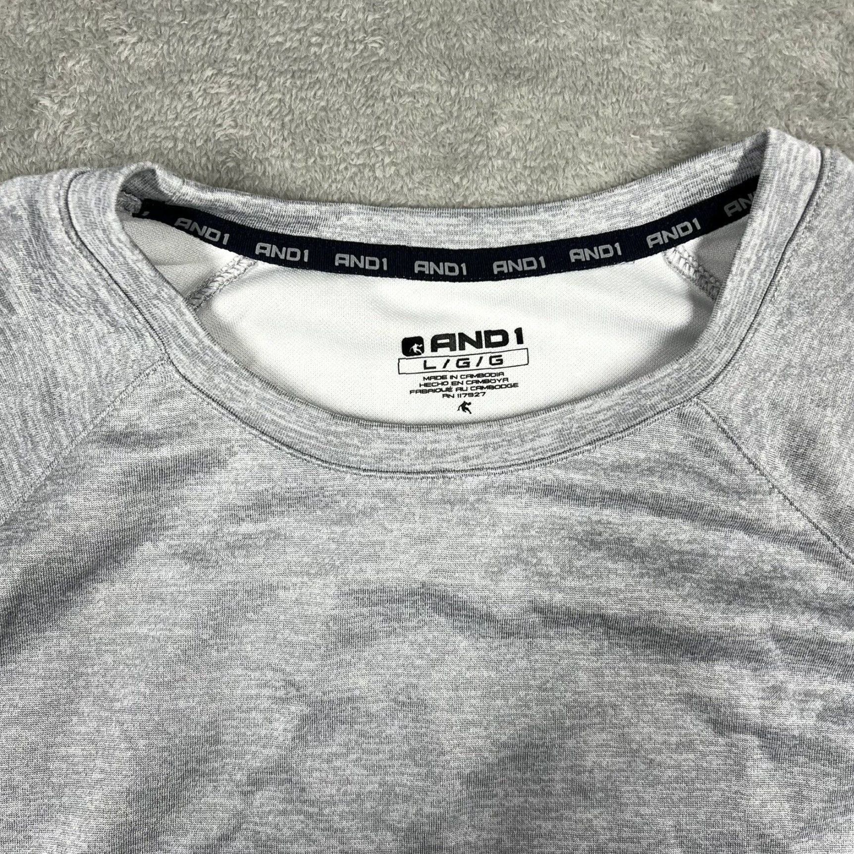 Vintage AND1 Legendary Basketball Mens T-Shirt XL Light Gray Navy Blue Short Sleeve Size US XL / EU 56 / 4 - 7 Thumbnail