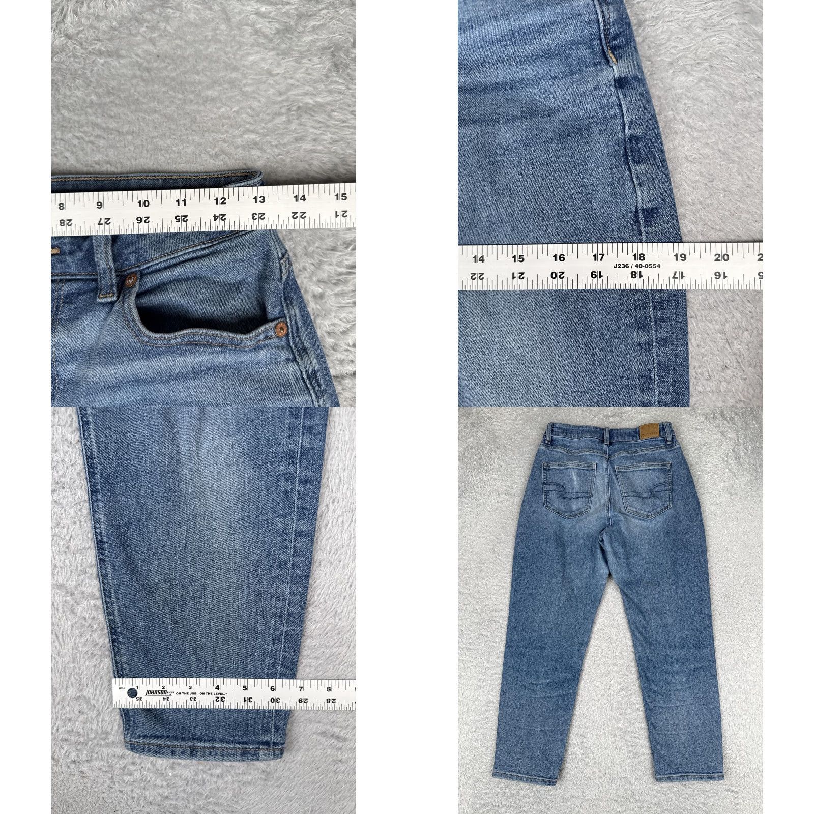 American Eagle Outfitters American Eagle Outfitters Women's Jeans Skinny 4 Short Blue Wash High Rise 26x25 Cropped Mid Rise Denim Stretch 5-Pocket Button Zipper Size 27" / US 4 / IT 40 - 9 Thumbnail