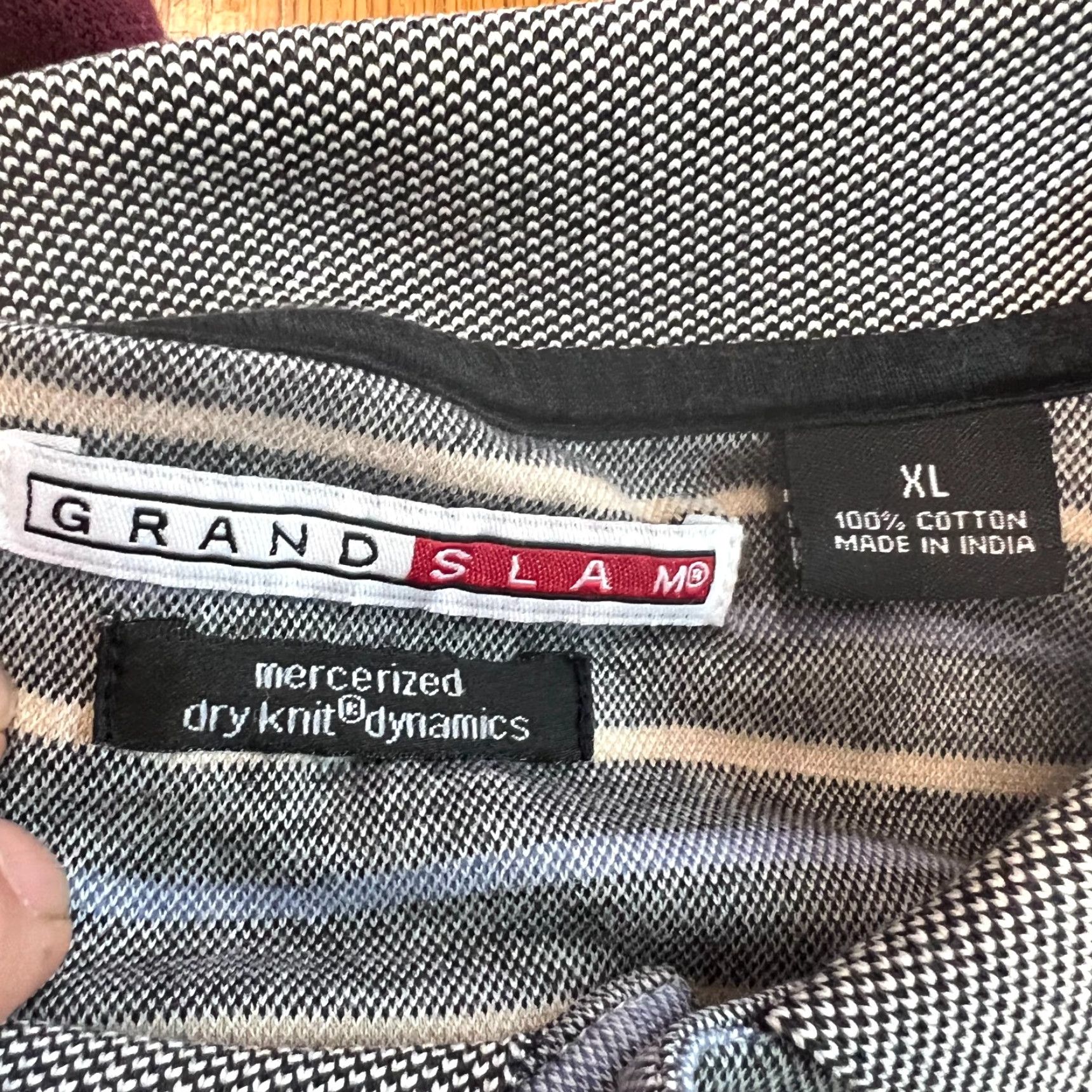 Vintage Grand Slam Mens Striped Cotton Mercerized Dry Knit Dynamics Gray Polo T Shirt XL Size US XL / EU 56 / 4 - 6 Thumbnail