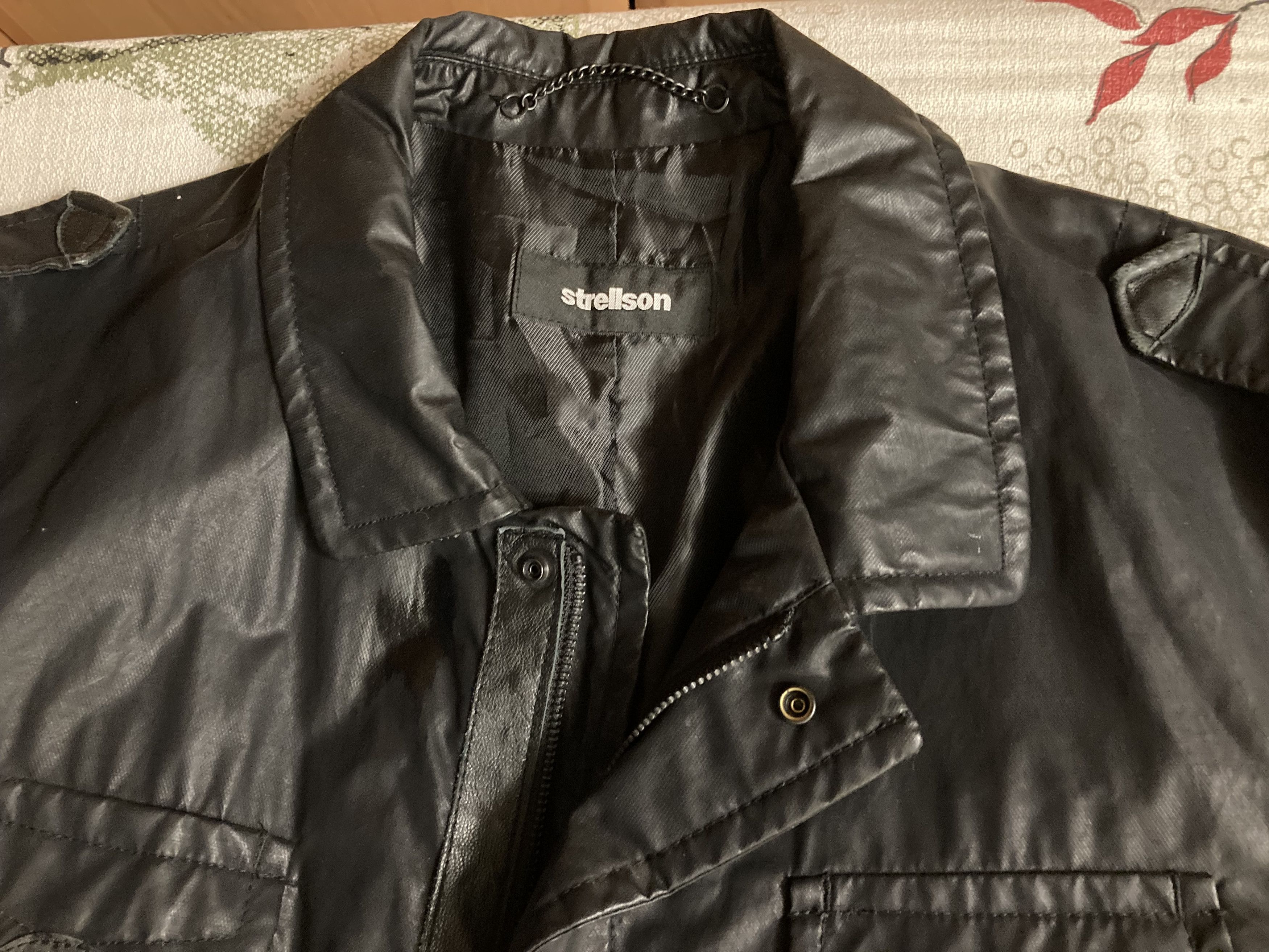Strellson × Vintage STRELLSON Vintage Black Waxed Denim Light Jacket Size US L / EU 52-54 / 3 - 9 Thumbnail
