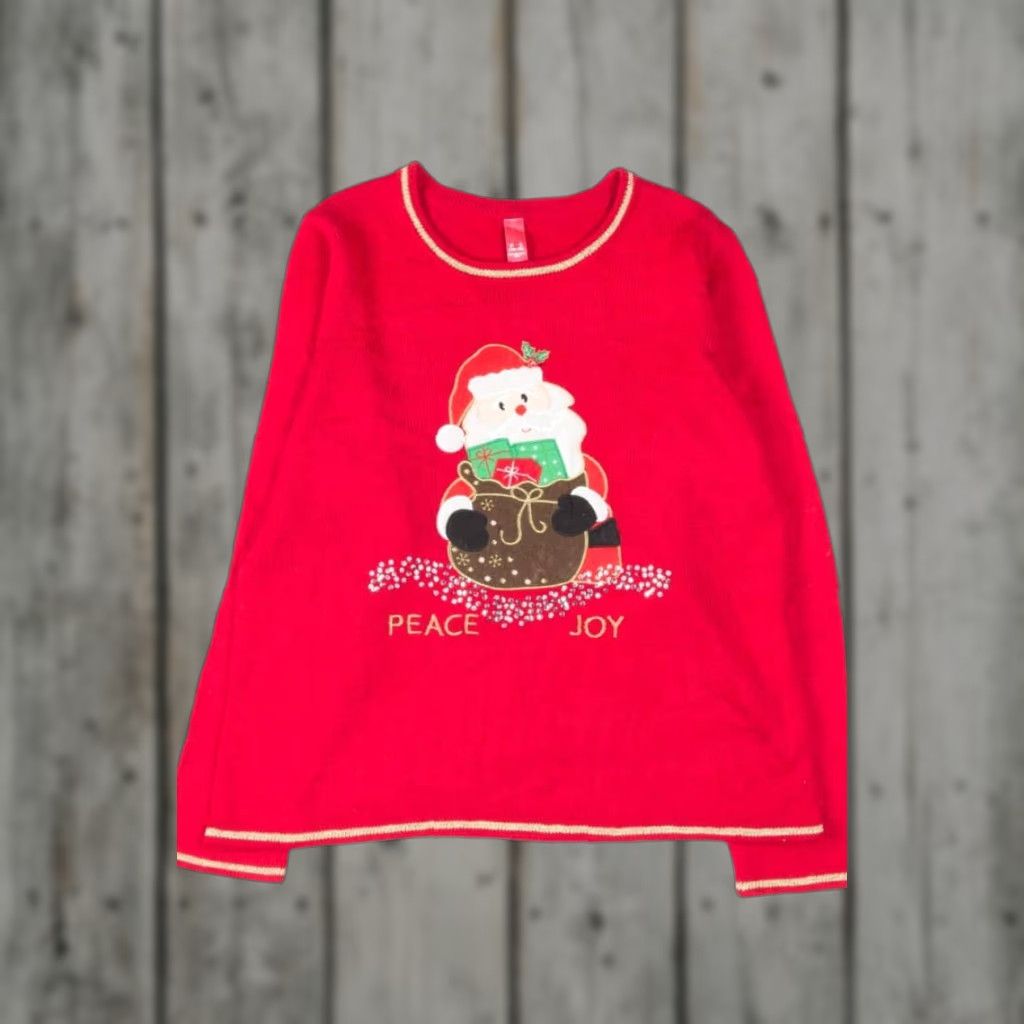Vintage VINTAGE Red Ugly Christmas Pullover Shirt X-Large Adults Regular Red Santa 90s Ragstock Size XL / US 12-14 / IT 48-50 - 1 Thumbnail
