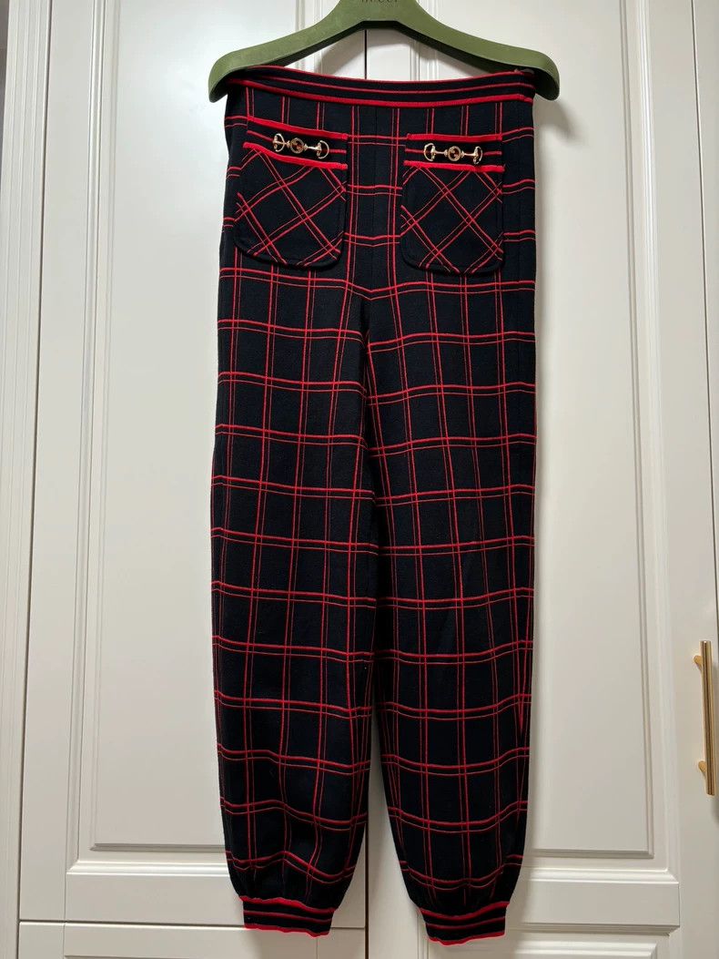 Gucci Gucci Size XS Horse buckle series plaid wool trousers 2503- Size 29" - 1 Thumbnail
