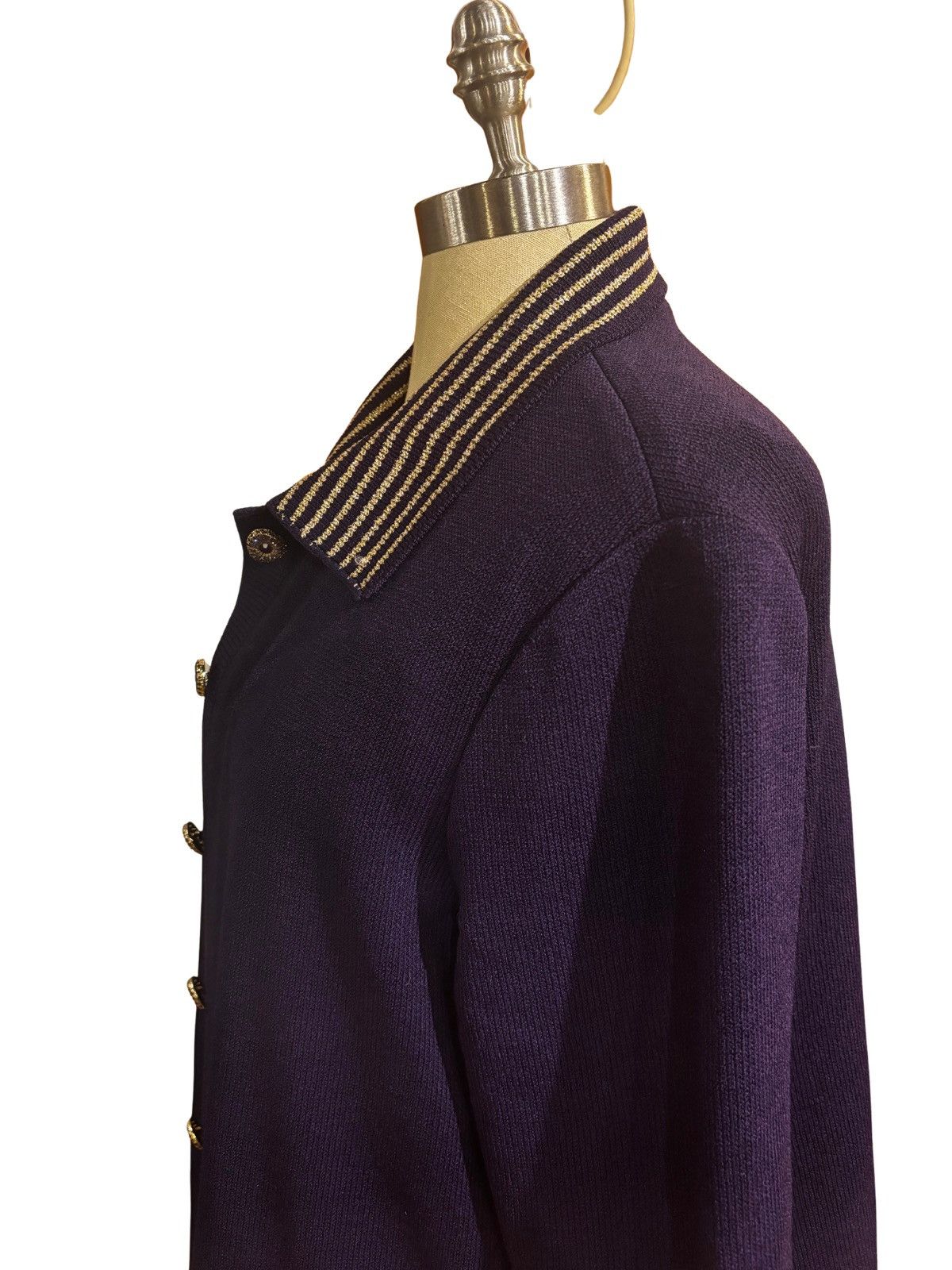 Other Women’s beautiful purple & gold trim knit Jacket.wj8020 Size L / US 10 / IT 46 - 4 Thumbnail