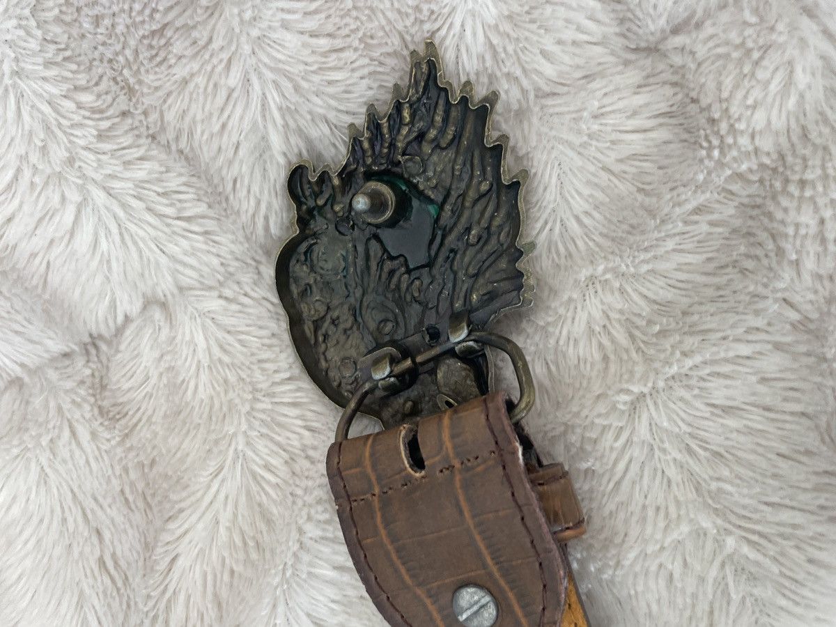 Genuine Leather USA Eagle Buckle Italy Style croc embossed leather belt Size 38 - 5 Thumbnail
