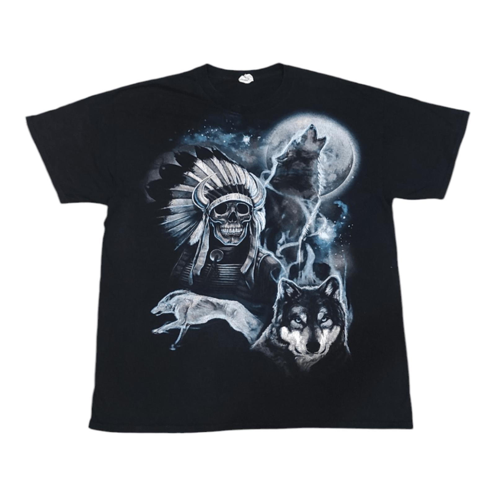 Japanese Brand Vintage Red Indian Skull and Wolf T Shirt Size US L / EU 52-54 / 3 - 1 Thumbnail