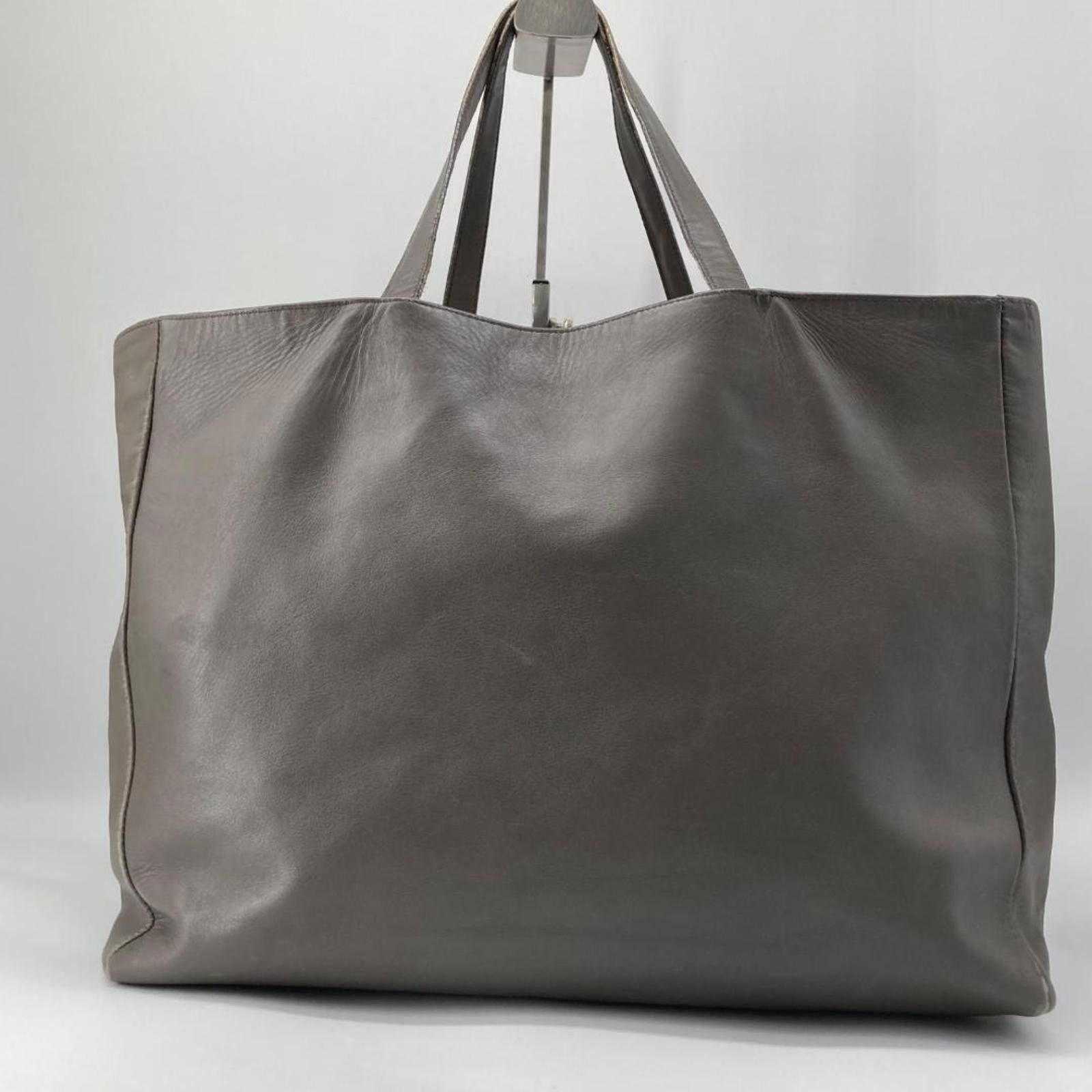 Saint Laurent Paris Saint Laurent - Grey Leather Tote Bag with Pouch Size ONE SIZE - 4 Thumbnail