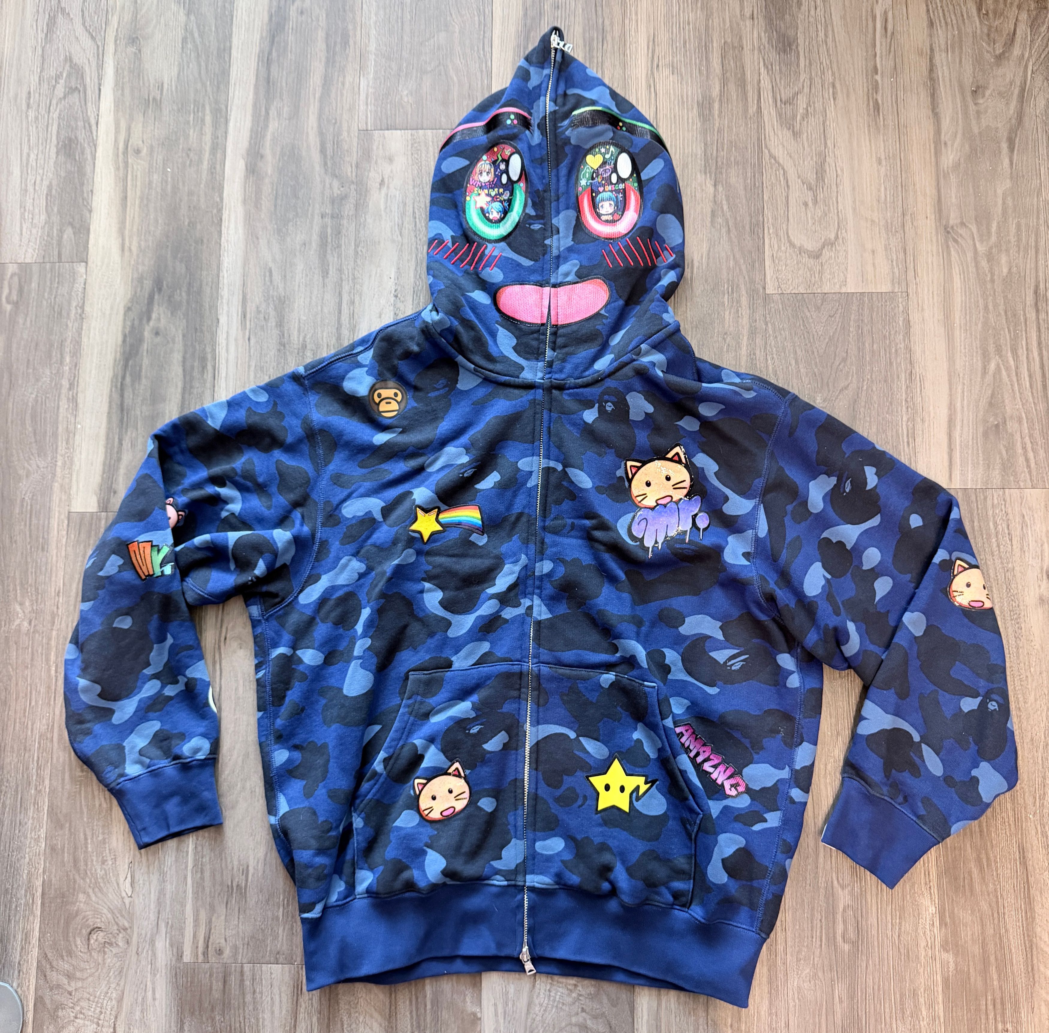 Bape Bape x Mr. Shark Full Zip Hoodie Navy Size US M / EU 48-50 / 2 - 2 Thumbnail