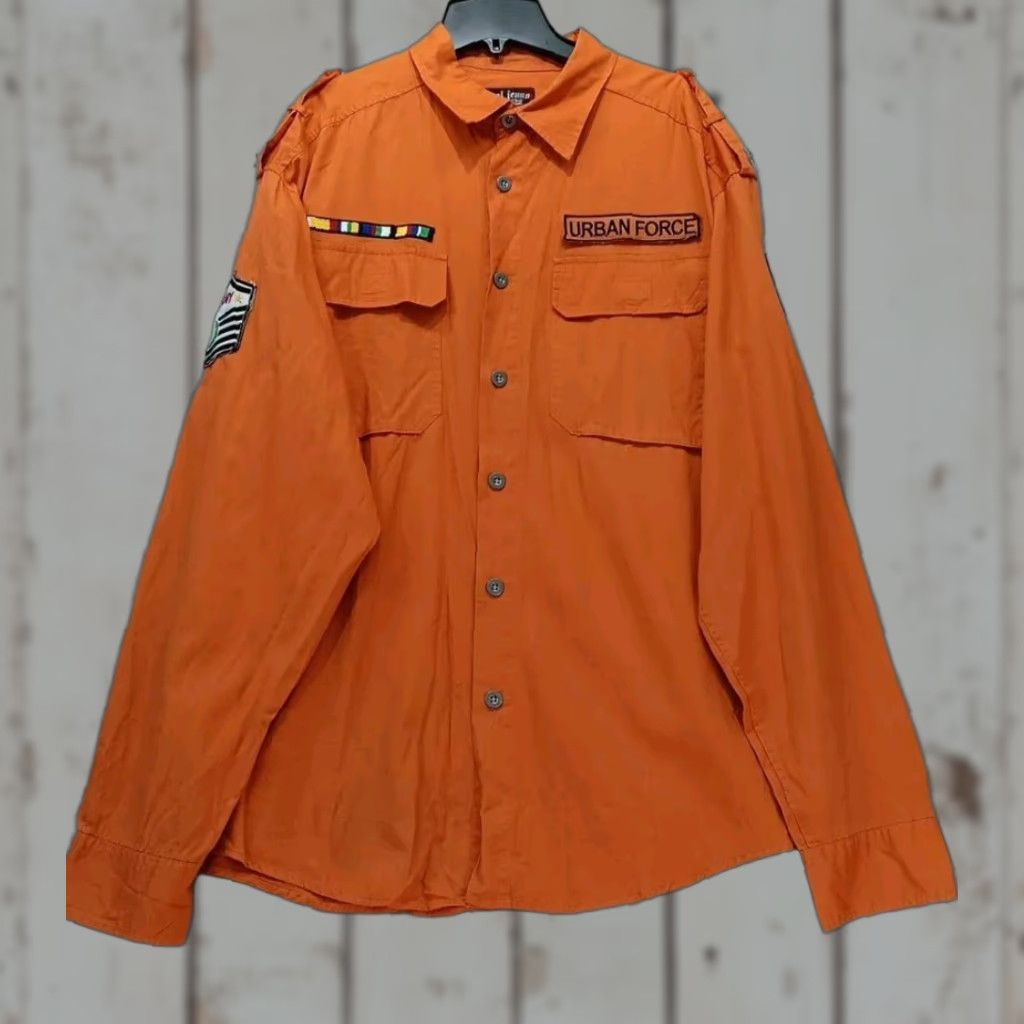 Vintage Tool Jeans Men’s Urban Force Shirt 2XL Orange Military Long Sleeve Button-Up EUC LS Shirt Men Orange Military 2XL Size US XXL / EU 58 / 5 - 1 Thumbnail