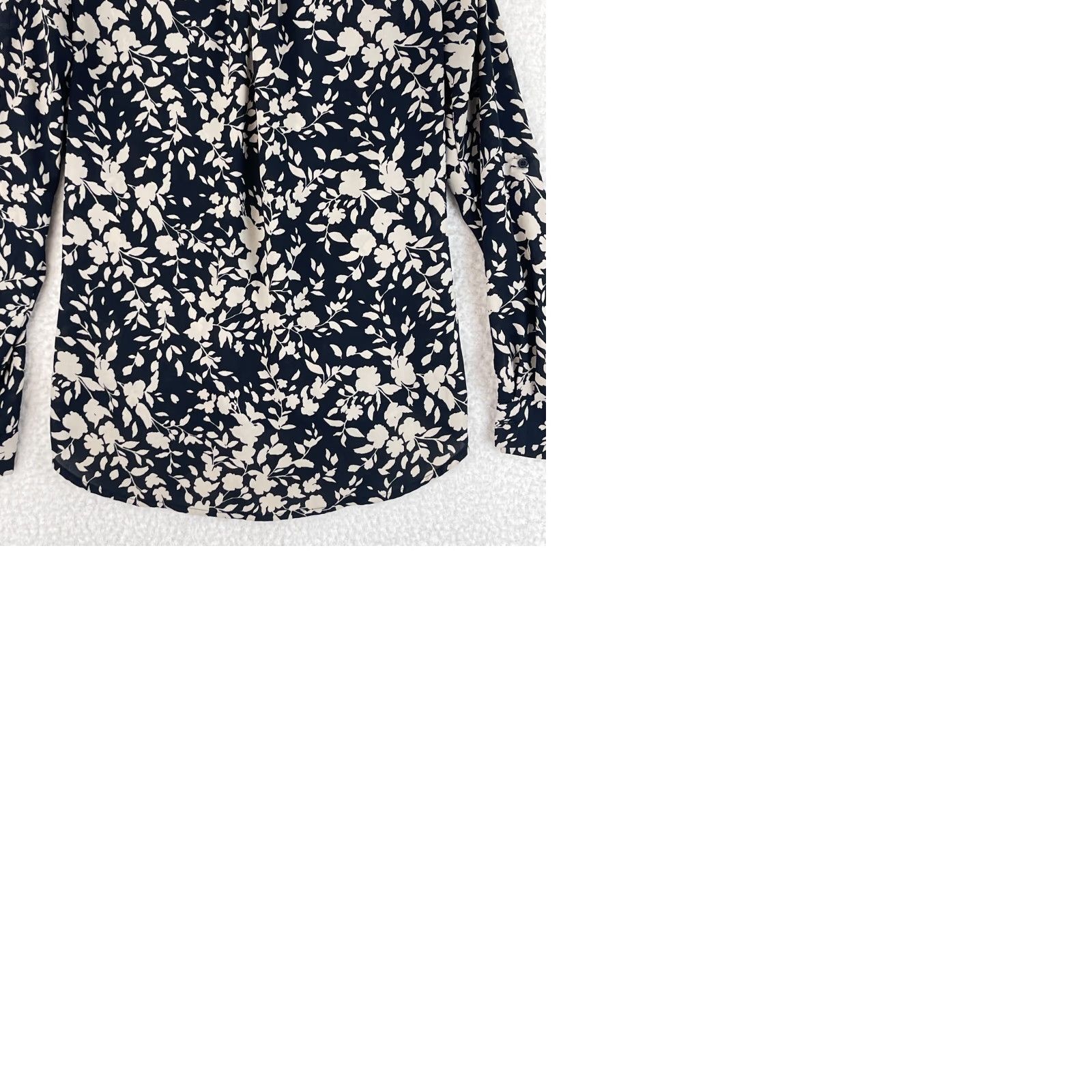 Vintage Pleione Black Floral Print Long Sleeve Shirt Womens XS Draped Neck Sheer, Bohemian Casual Blouse Size XS / US 0-2 / IT 36-38 - 10 Thumbnail