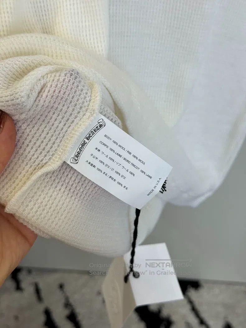 Chrome Hearts CHROME HEARTS Size M Beige White Waffle Wool Long Sleeve T- Size US M / EU 48-50 / 2 - 5 Thumbnail