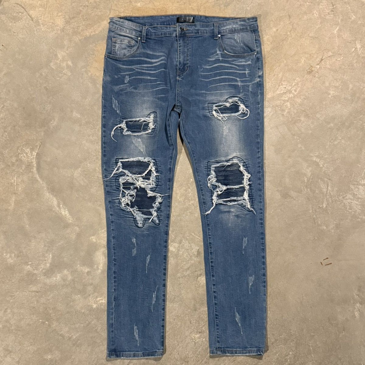 Amiri Amiri MX1 Thrasher Leather Biker Patch Faded Slim Jeans Size US 40 / EU 56 - 1 Thumbnail