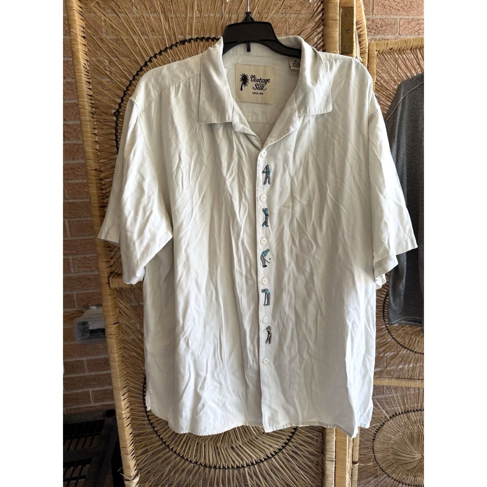 Vintage VINTAGE Silk Shirt Mens XL 100% Silk Button Up Golf Theme EUC Shirt Size US XL / EU 56 / 4 - 2 Thumbnail